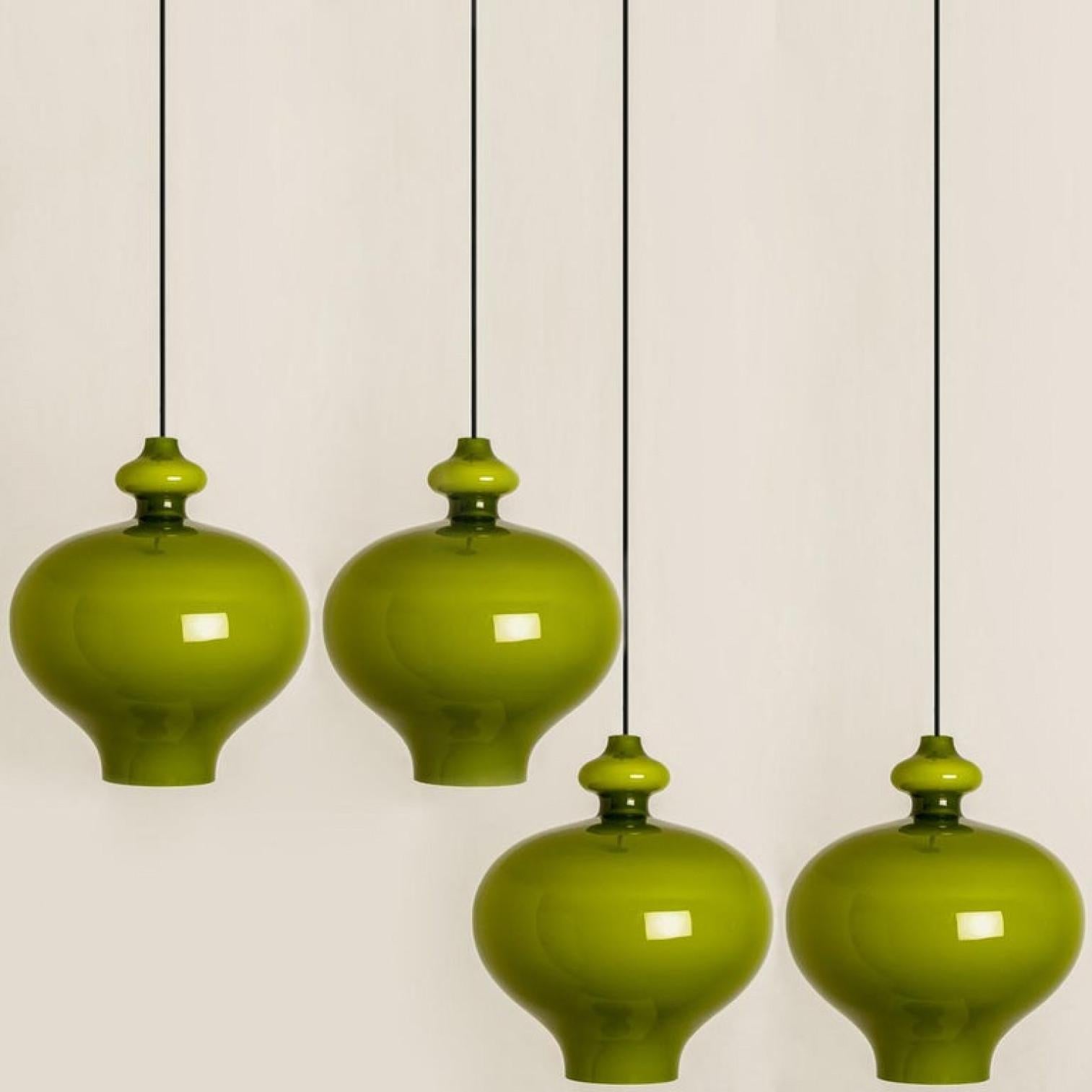 Pair of Hans-Agne Jakobsson for Staff Green Glass Pendant Lights, 1960 For Sale 2