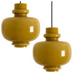 Pair of Hans-Agne Jakobsson for Staff Braun Glass Pendant Lights, 1960