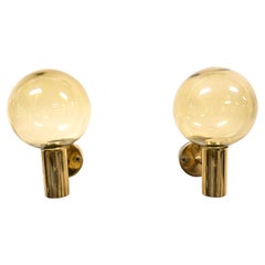 Pair of Hans Agne Jakobsson Glass & Brass Wall Sconces