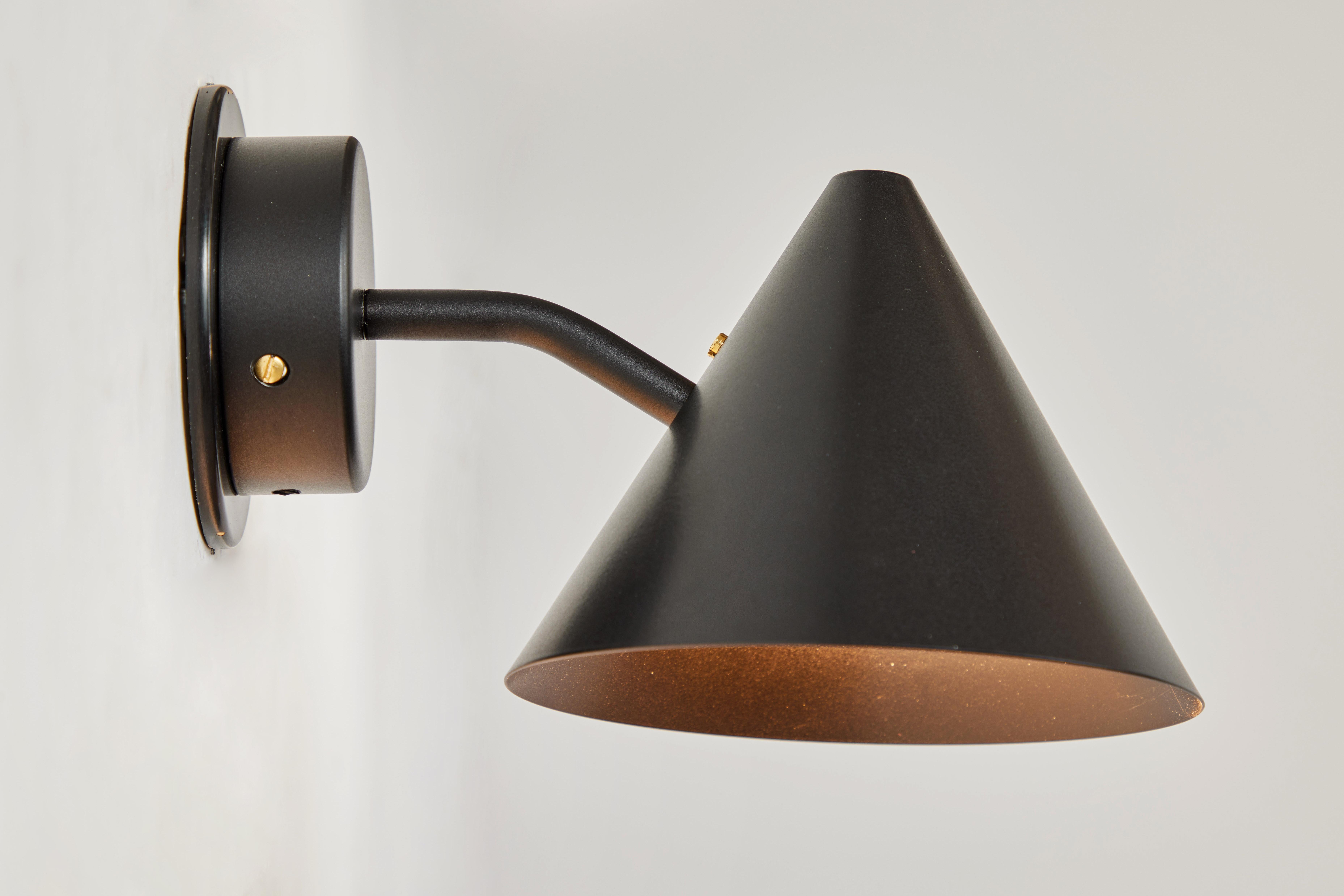 Pair of Hans-Agne Jakobsson 'Mini-Tratten' Outdoor Sconces in Black For Sale 2