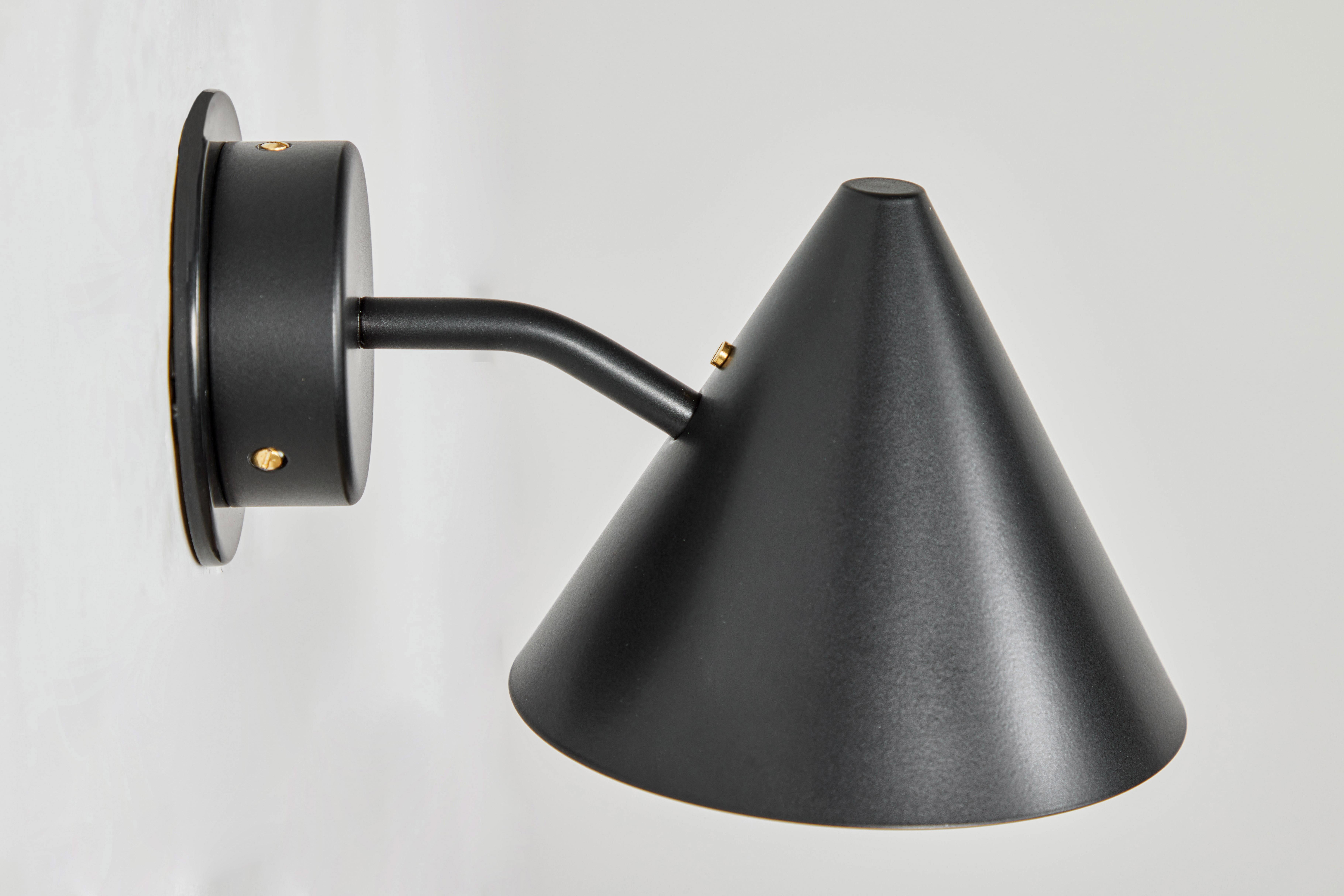 Swedish Pair of Hans-Agne Jakobsson 'Mini-Tratten' Outdoor Sconces in Black For Sale