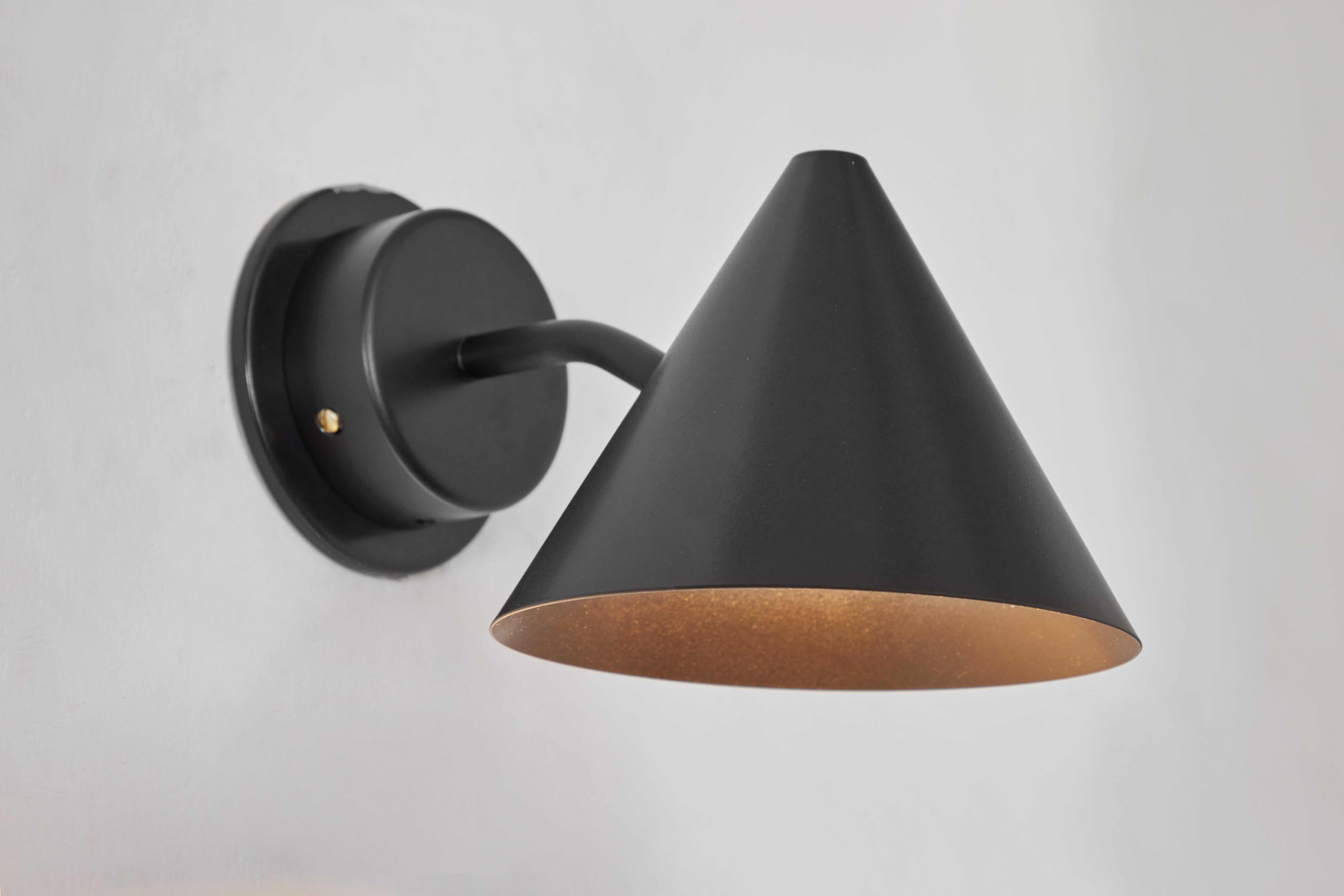 Metal Pair of Hans-Agne Jakobsson 'Mini-Tratten' Outdoor Sconces in Black For Sale