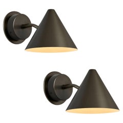 Pair of Hans-Agne Jakobsson 'Mini-Tratten' Outdoor Sconces in Painted Bronze