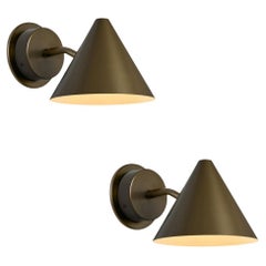 Pair of Hans-Agne Jakobsson 'Mini-Tratten' Outdoor Sconces in Painted Brown