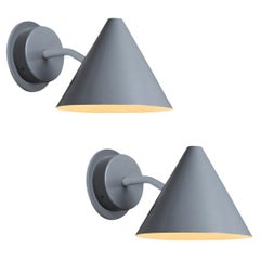 Pair of Hans-Agne Jakobsson 'Mini-Tratten' Outdoor Sconces in Painted Silver