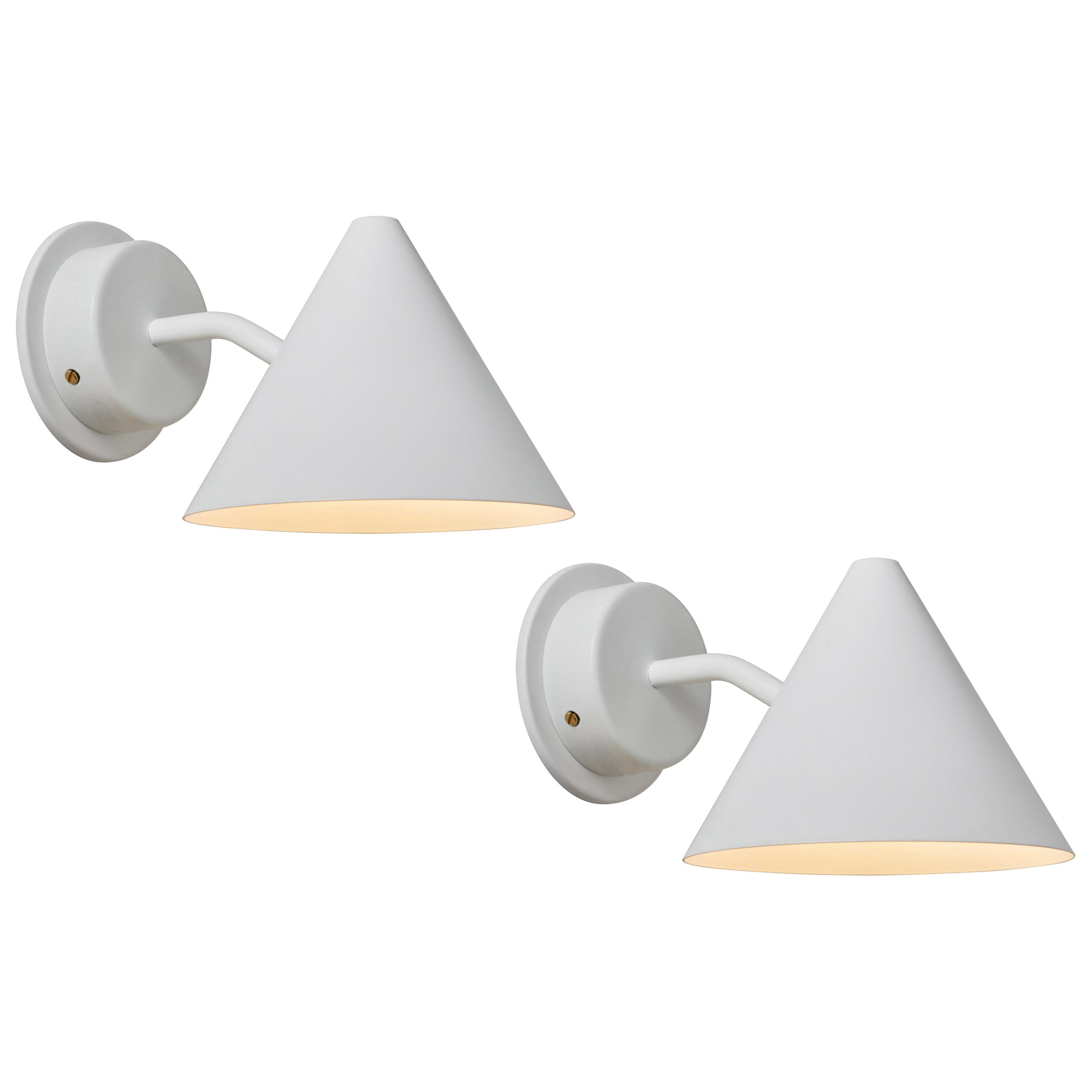 Pair of Hans-Agne Jakobsson 'Mini-Tratten' Outdoor Sconces in White For Sale