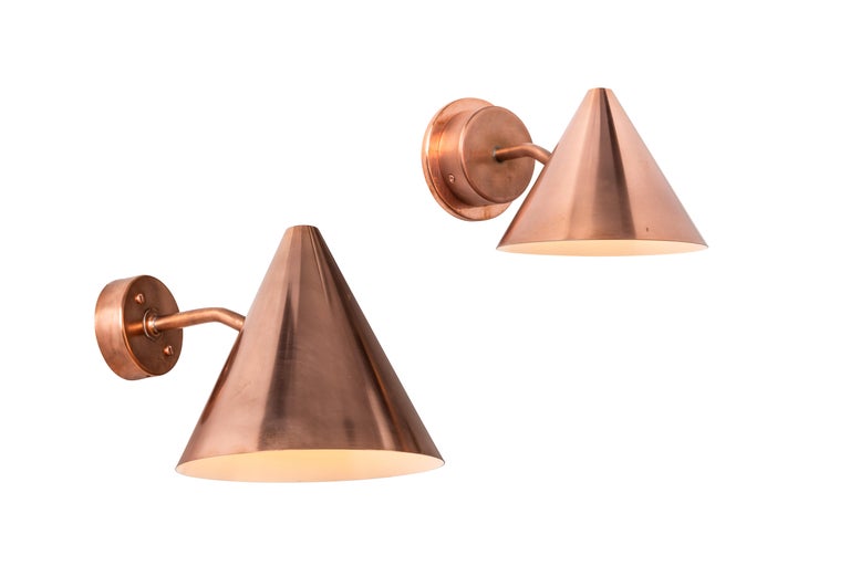 Pair of Hans-Agne Jakobsson 'Mini-Tratten' Dark Brown Patinated Outdoor Sconces For Sale 11