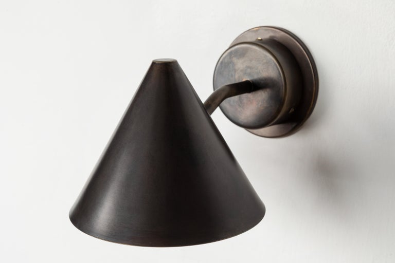 Pair of Hans-Agne Jakobsson 'Mini-Tratten' Dark Brown Patinated Outdoor Sconces For Sale 3