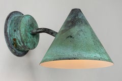 Pair of Hans-Agne Jakobsson 'Mini-Tratten' Verdigris Patinated Outdoor Sconces