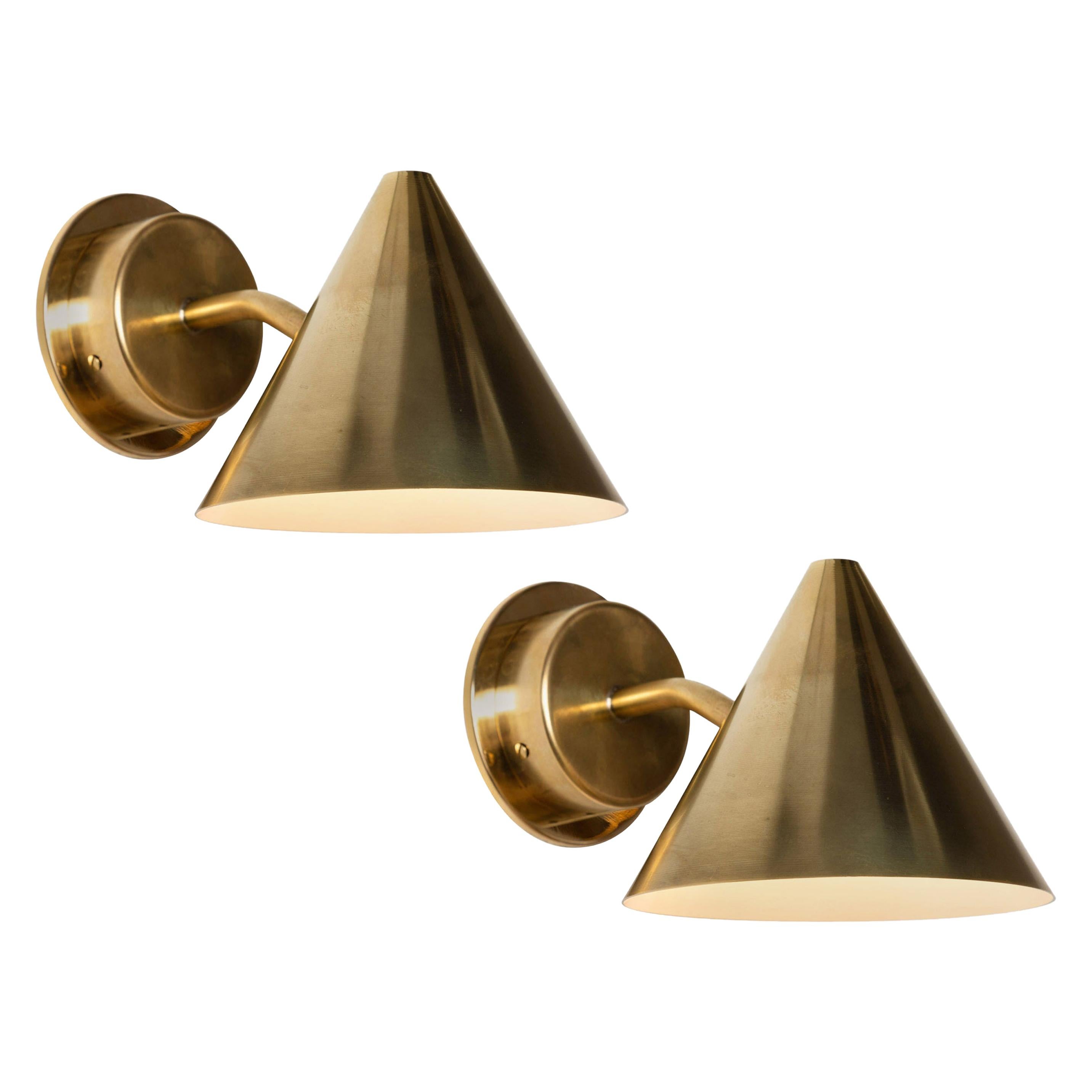 Pair of Hans-Agne Jakobsson 'Mini-Tratten' Polished Brass Outdoor Sconces