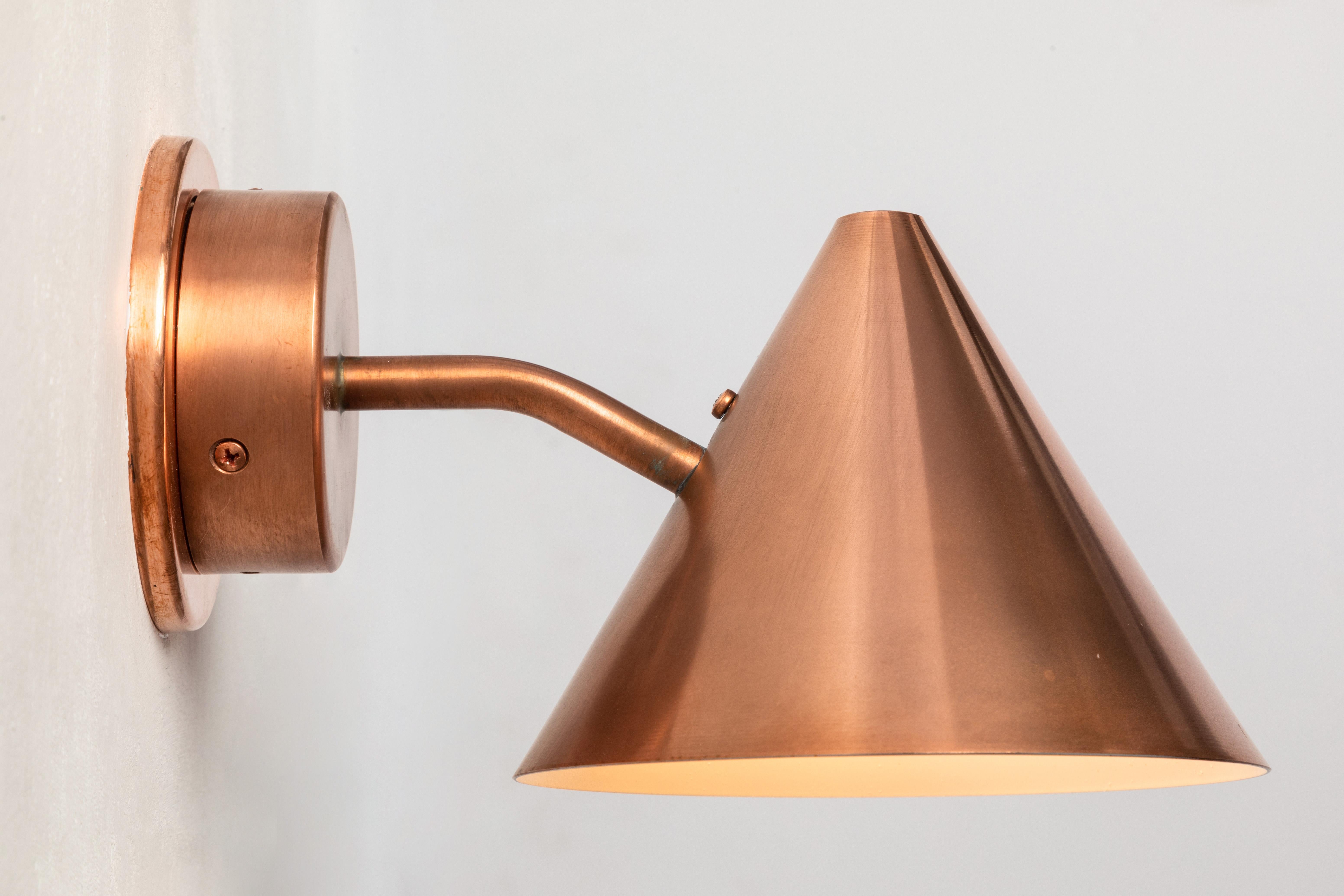 Pair of Hans-Agne Jakobsson 'Mini-Tratten' Raw Copper Outdoor Sconces In New Condition For Sale In Glendale, CA