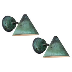Pair of Hans-Agne Jakobsson 'Mini-Tratten' Verdigris Patinated Outdoor Sconces