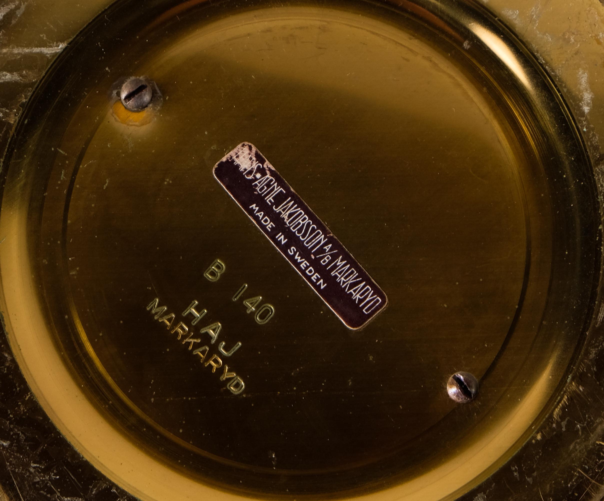 Laiton Paire de lampes de bureau Hans-Agne Jakobsson modèle B-140 en laiton, années 1960 en vente