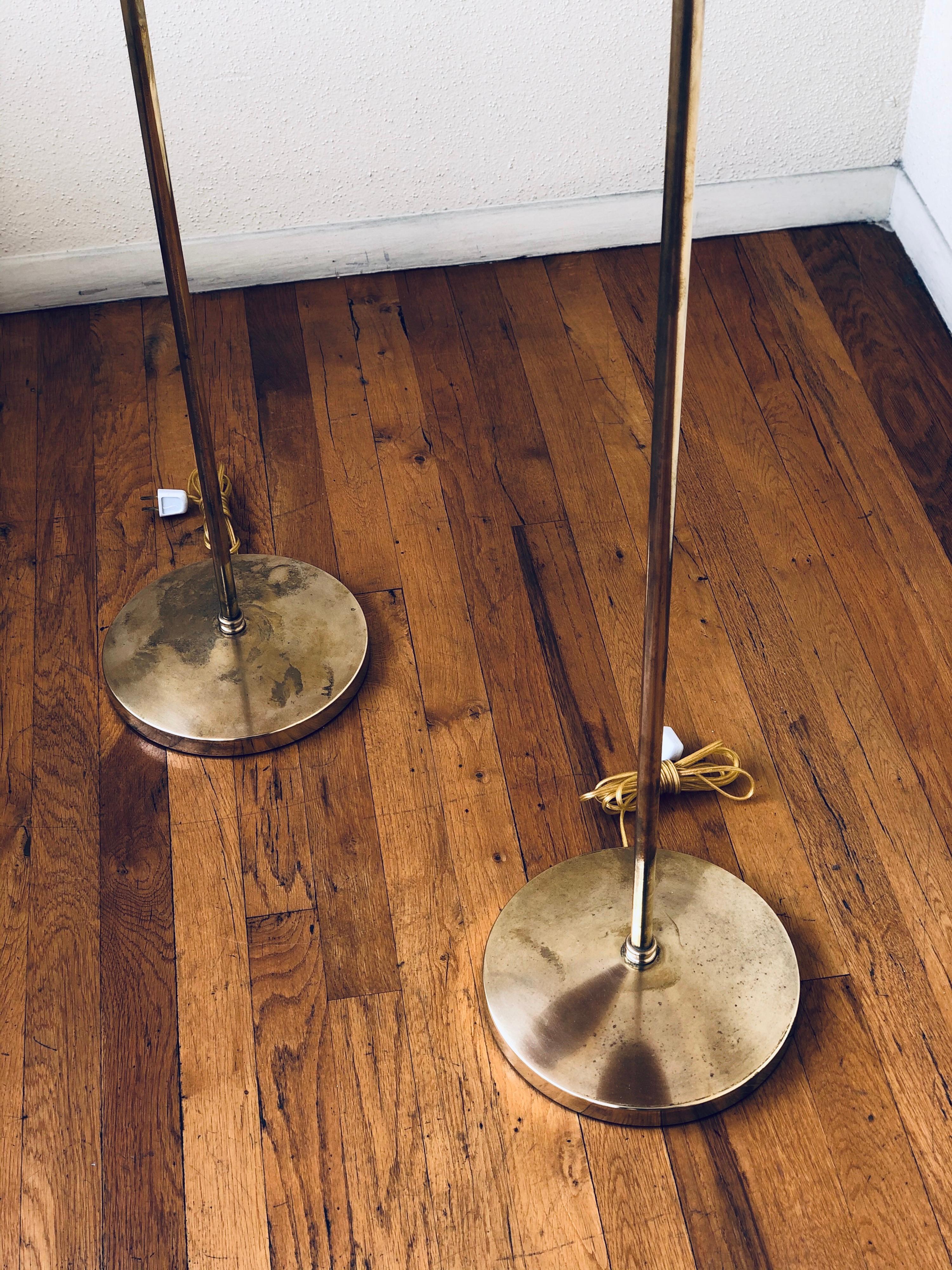 Swedish Pair of Hans-Agne Jakobsson Polished Brass Floor Lamps For Sale