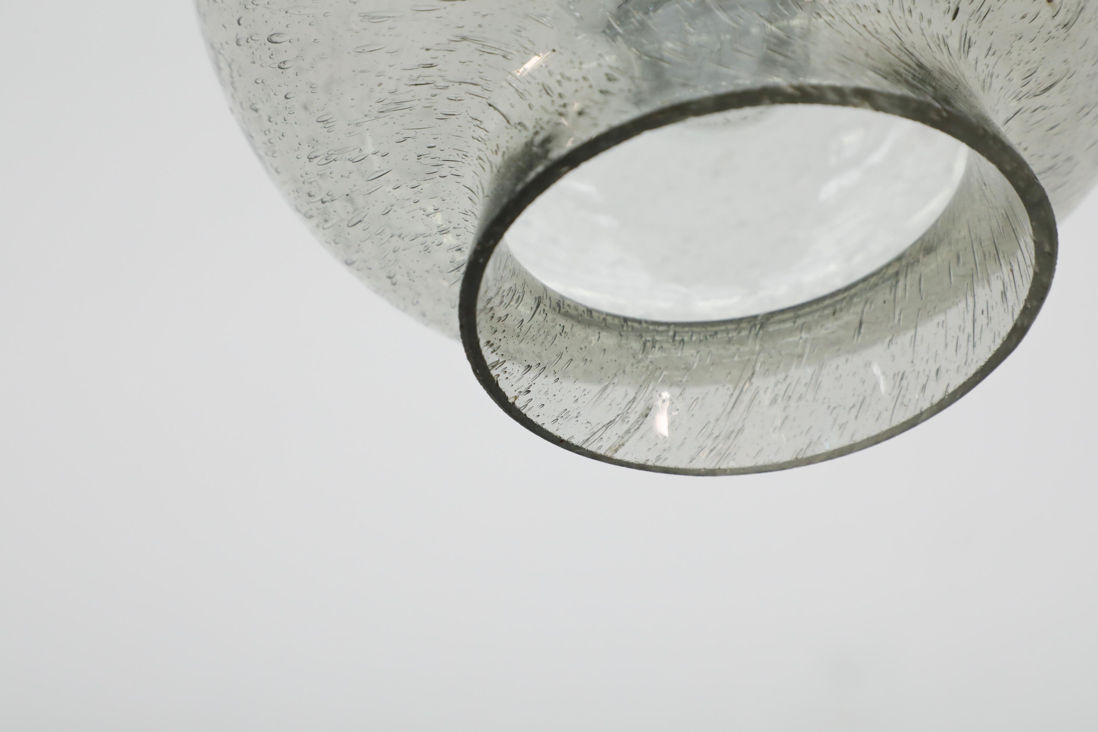 Pair of Hans Agne Jakobsson Style Smoked Blown Glass Ceiling Pendants For Sale 6