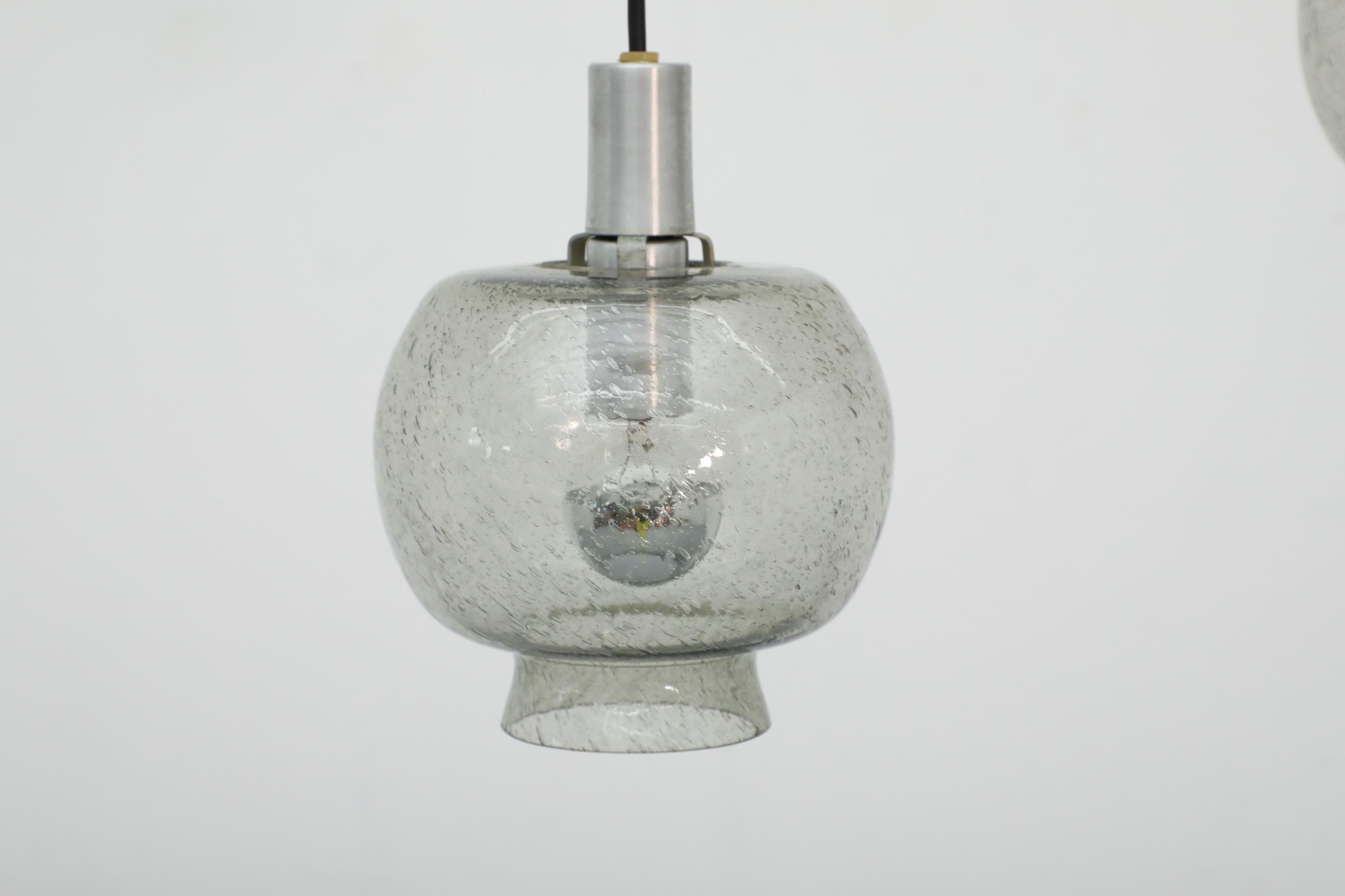 Swedish Pair of Hans Agne Jakobsson Style Smoked Blown Glass Ceiling Pendants For Sale
