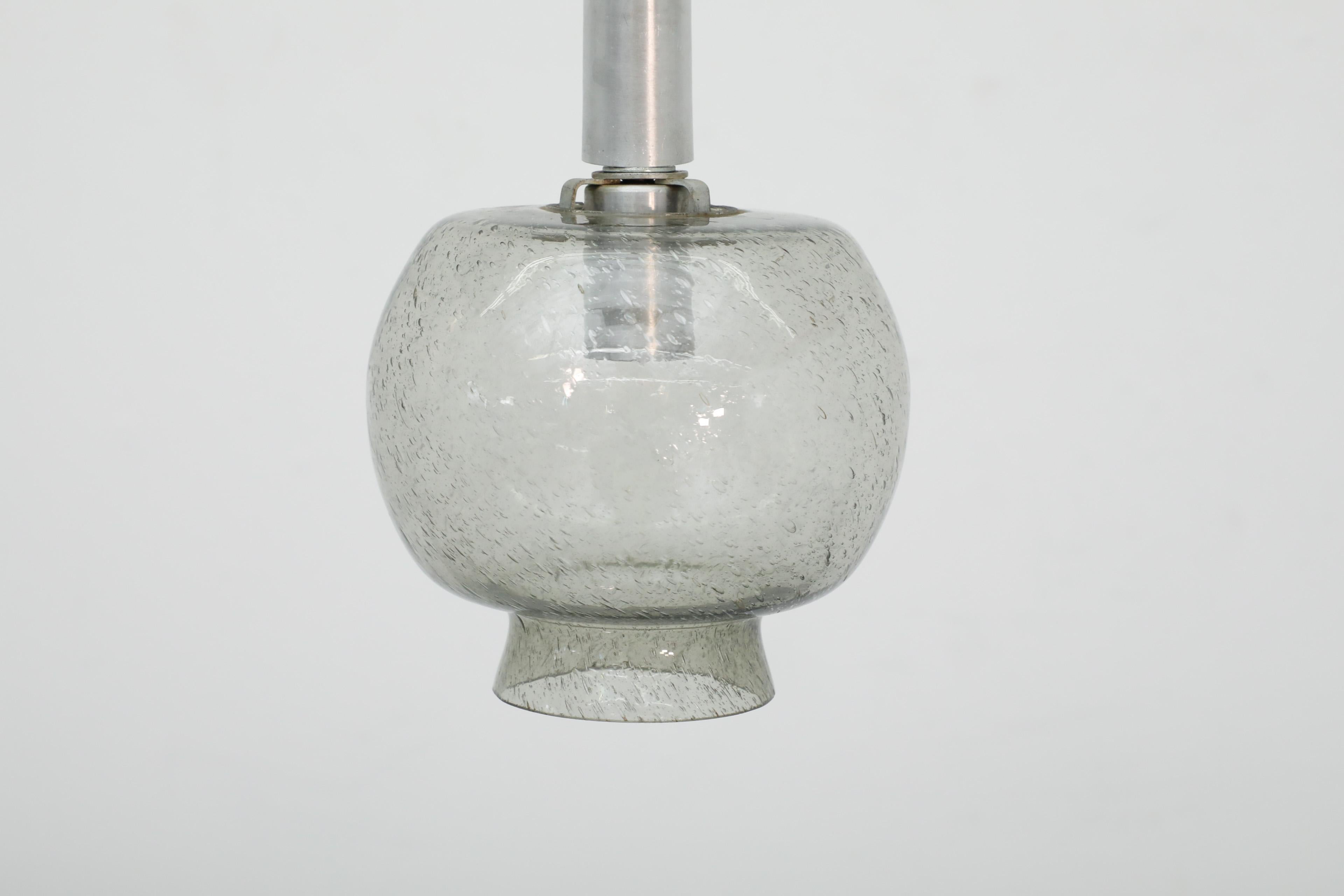 Pair of Hans Agne Jakobsson Style Smoked Blown Glass Ceiling Pendants In Good Condition For Sale In Los Angeles, CA
