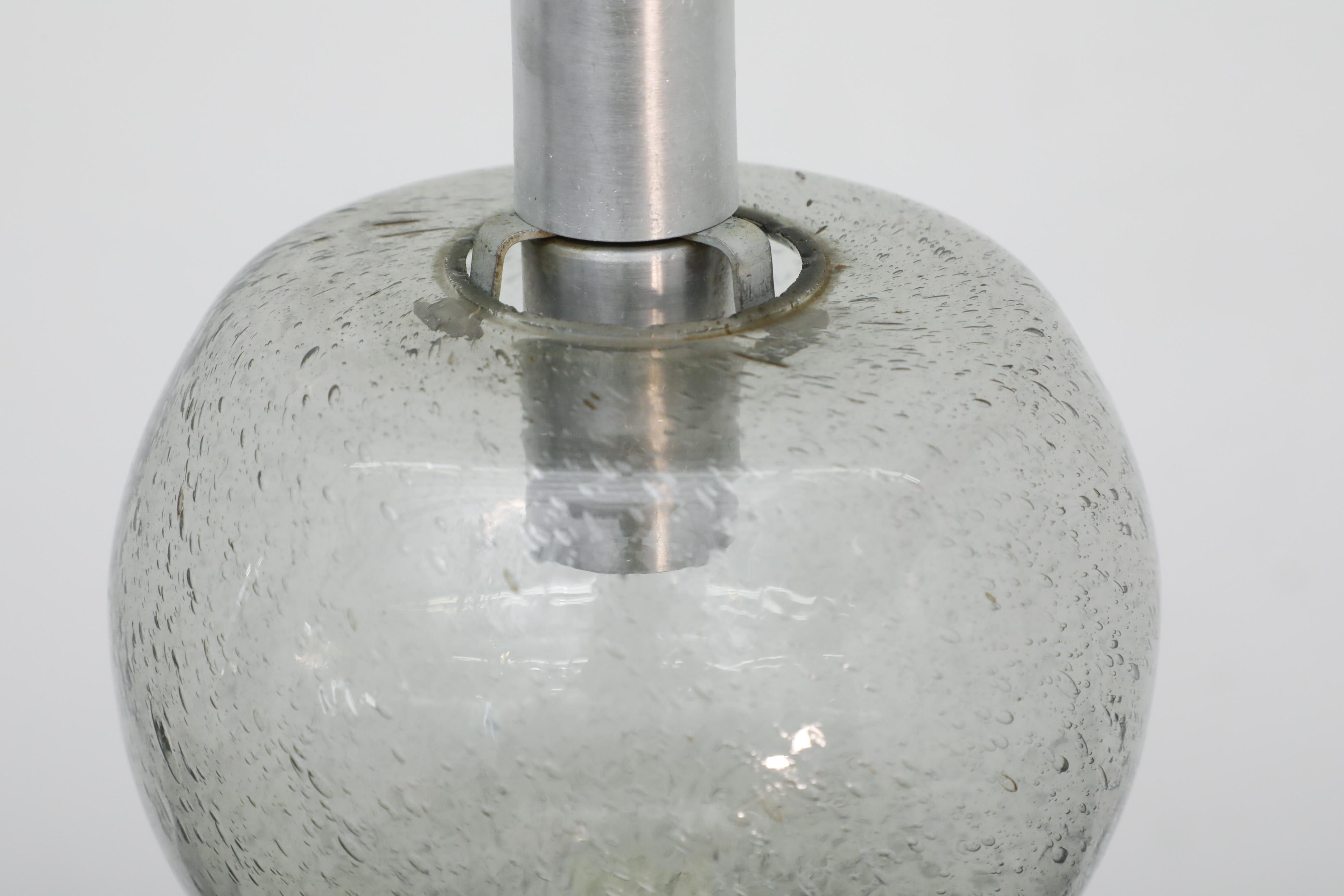 Aluminum Pair of Hans Agne Jakobsson Style Smoked Blown Glass Ceiling Pendants For Sale