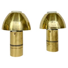 Pair of Hans Agne Jakobsson Table Lamps Brass Perforated B221 Sweden 1970s
