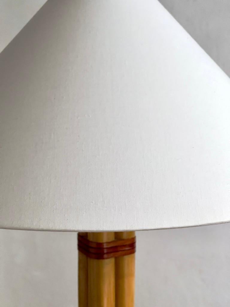 Pair of Hans Agne Jakobsson table lamps in brass, leather and bamboo.Sweden 1970 For Sale 2