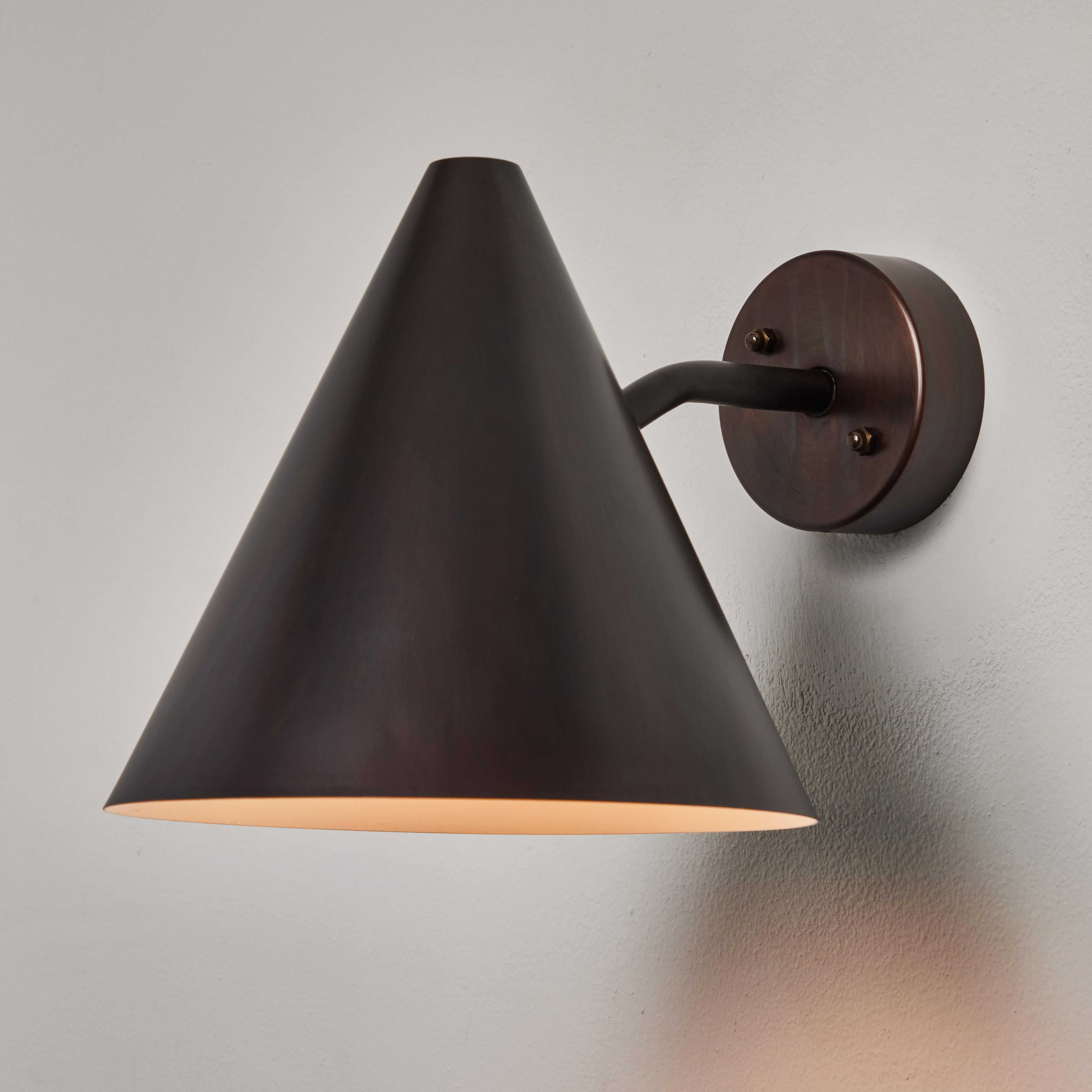 Swedish Pair of Hans-Agne Jakobsson 'Tratten' Dark Brown Patinated Outdoor Sconces For Sale