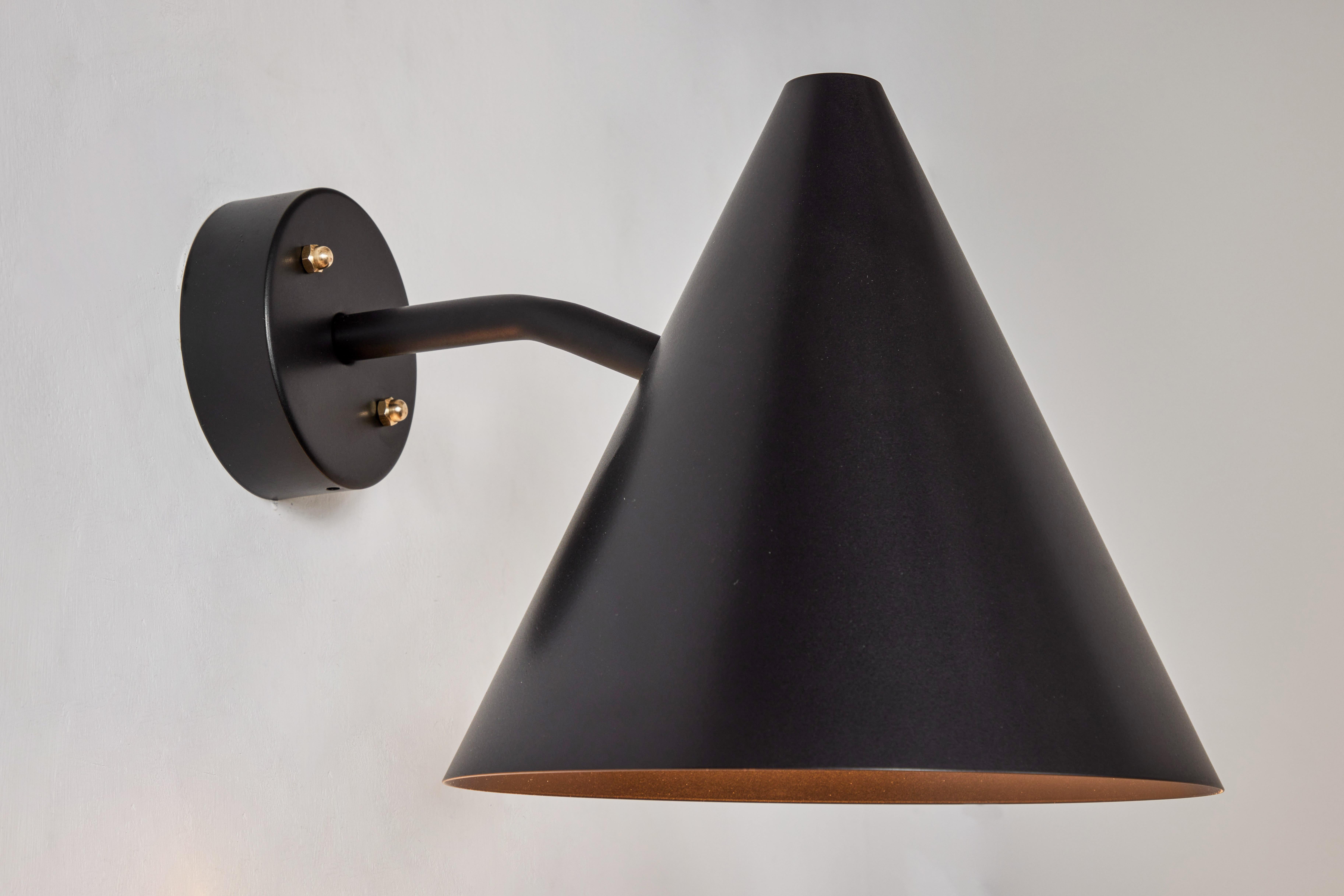 Swedish Pair of Hans-Agne Jakobsson 'Tratten' Outdoor Sconces in Black For Sale