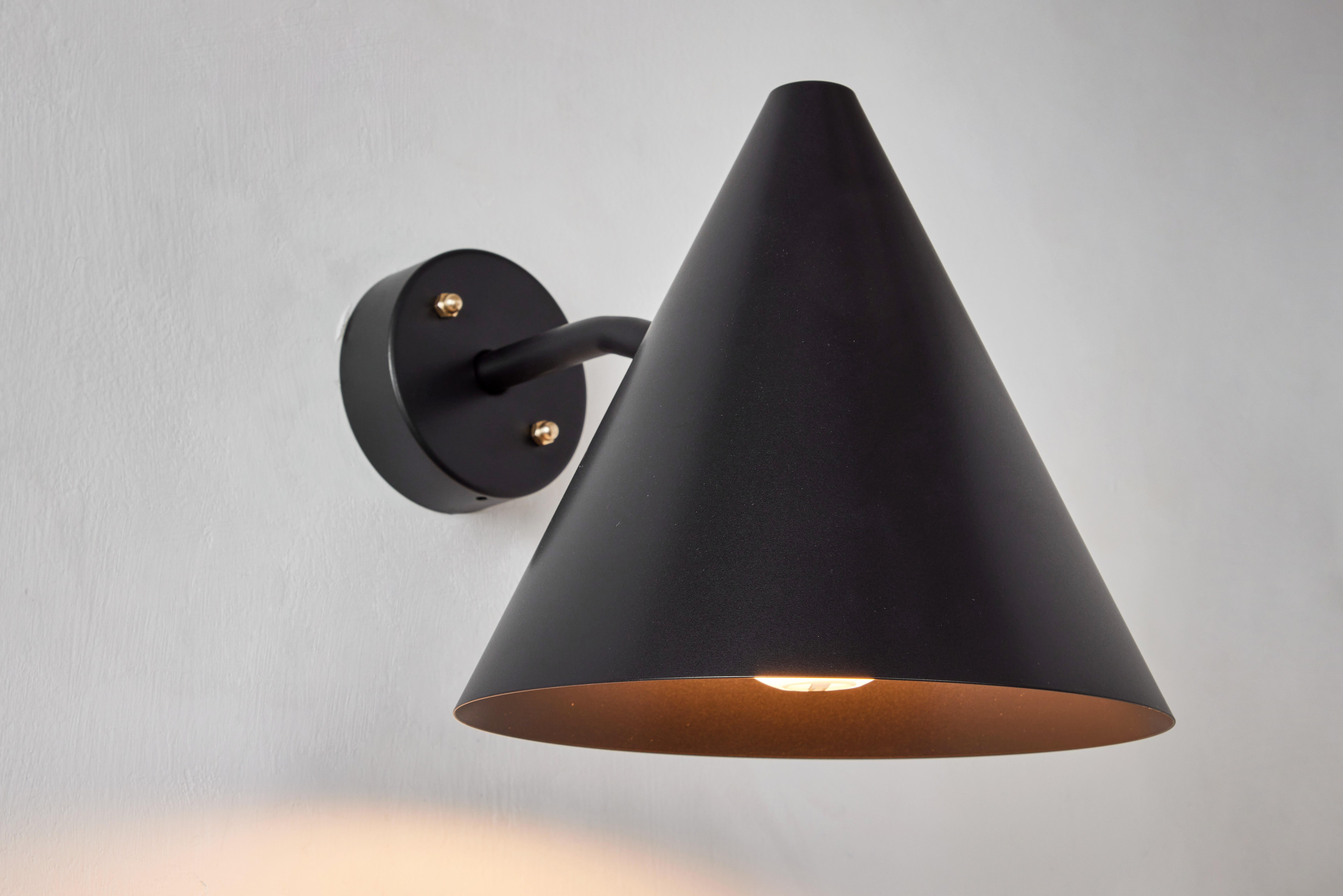 Metal Pair of Hans-Agne Jakobsson 'Tratten' Outdoor Sconces in Black For Sale