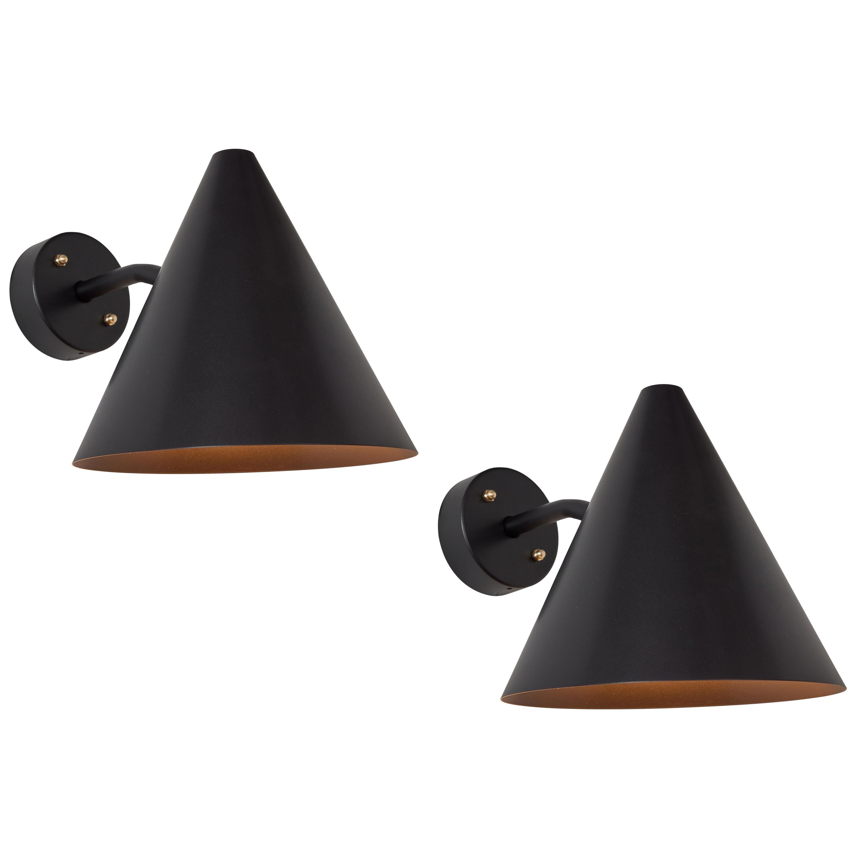 Pair of Hans-Agne Jakobsson 'Tratten' Outdoor Sconces in Black For Sale