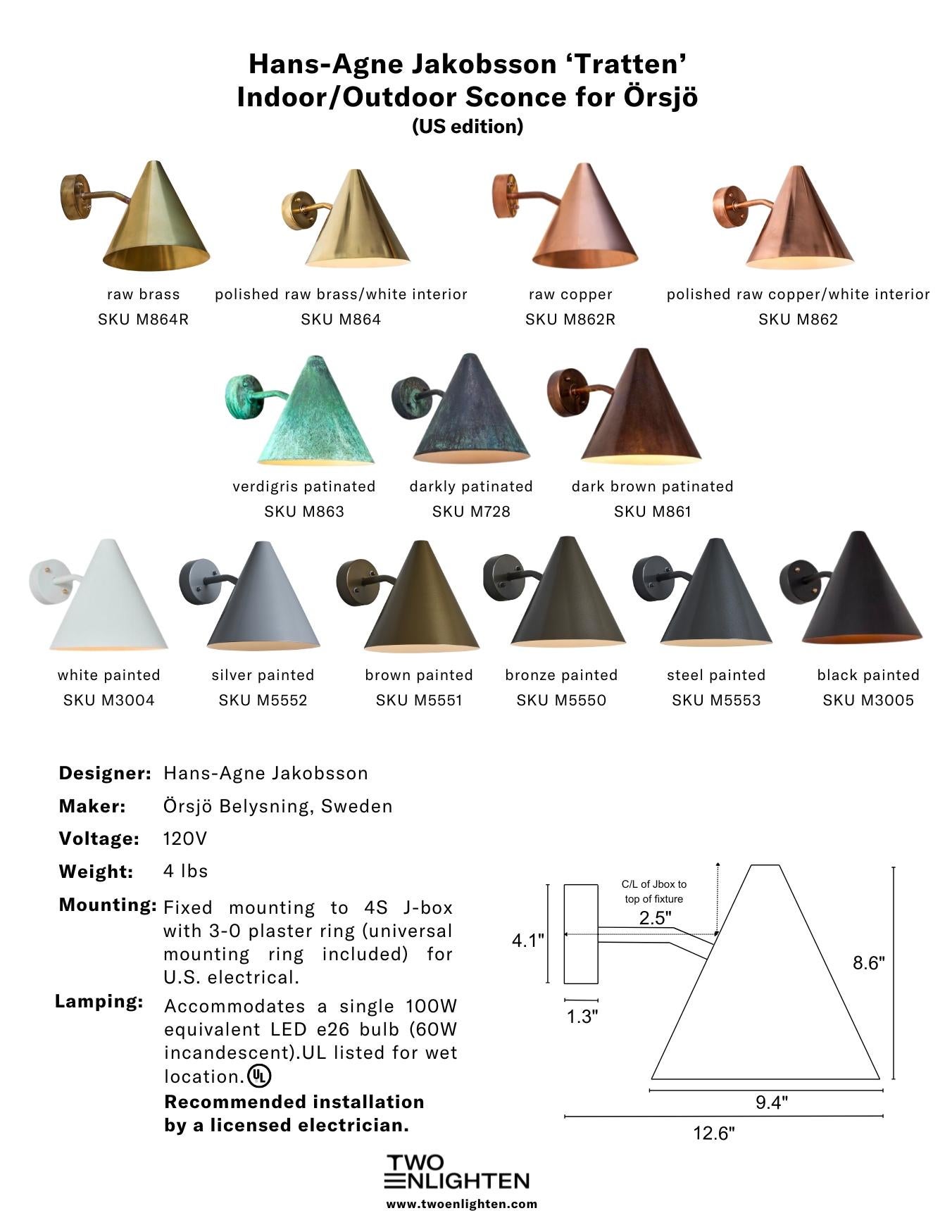 Coppia di lampade da esterno 'Tratten' di Hans-Agne Jakobsson in bronzo dipinto in vendita 10