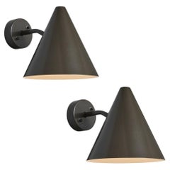 Pair of Hans-Agne Jakobsson 'Tratten' Outdoor Sconces in Painted Bronze