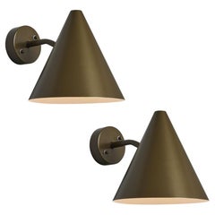 Pair of Hans-Agne Jakobsson 'Tratten' Outdoor Sconces in Painted Brown