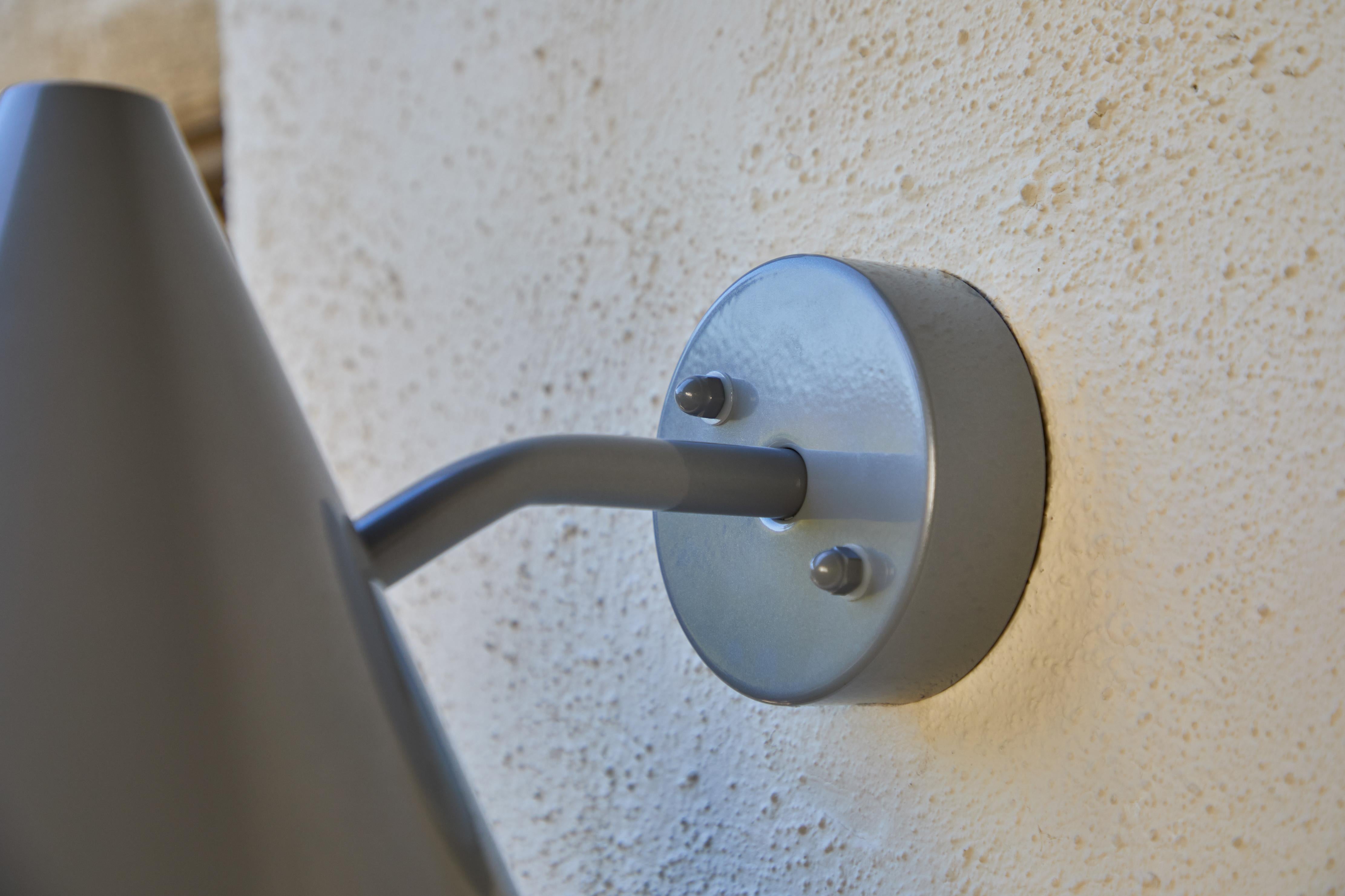 Pair of Hans-Agne Jakobsson 'Tratten' Outdoor Sconces in Painted Silver For Sale 2