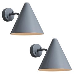 Pair of Hans-Agne Jakobsson 'Tratten' Outdoor Sconces in Painted Silver
