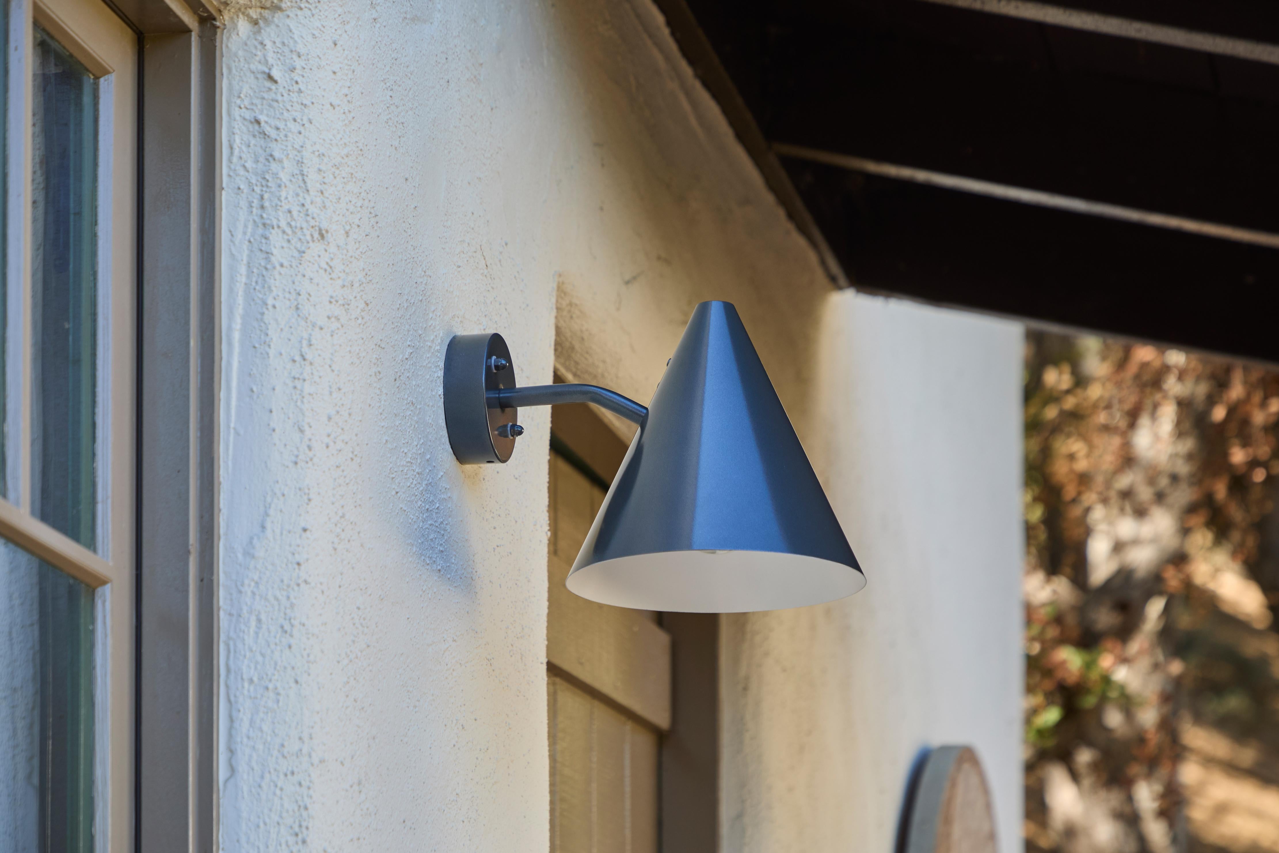 Pair of Hans-Agne Jakobsson 'Tratten' Outdoor Sconces in Painted Steel In New Condition For Sale In Glendale, CA