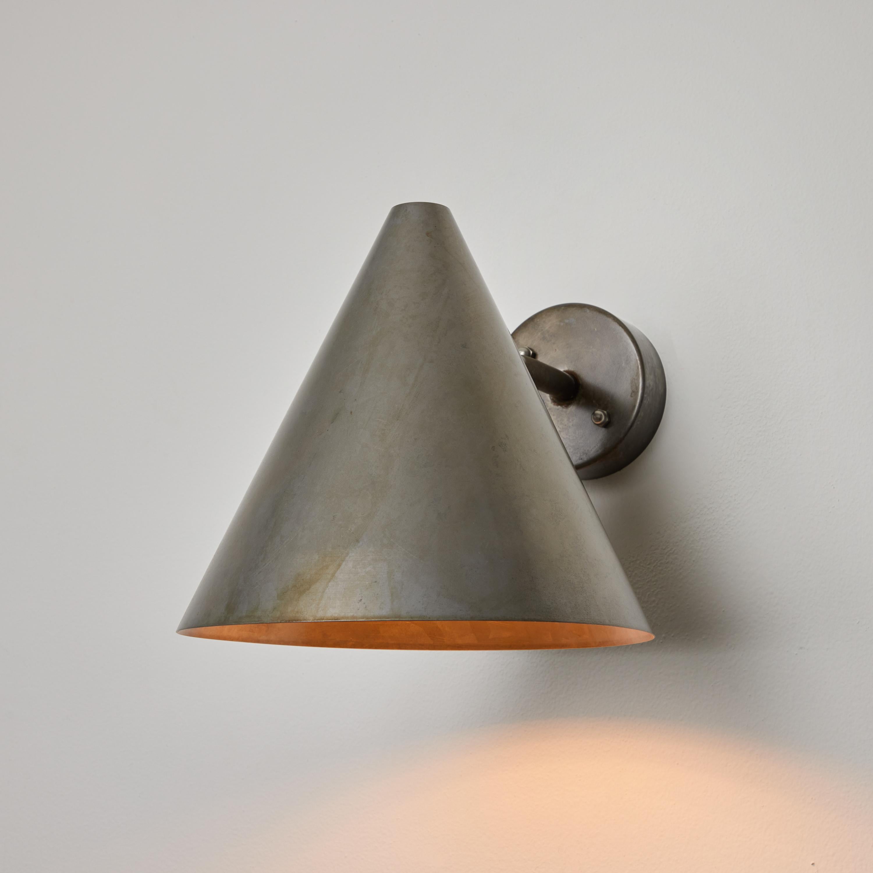 Contemporary Pair of Hans-Agne Jakobsson 'Tratten' Outdoor Sconces in Silver Steel