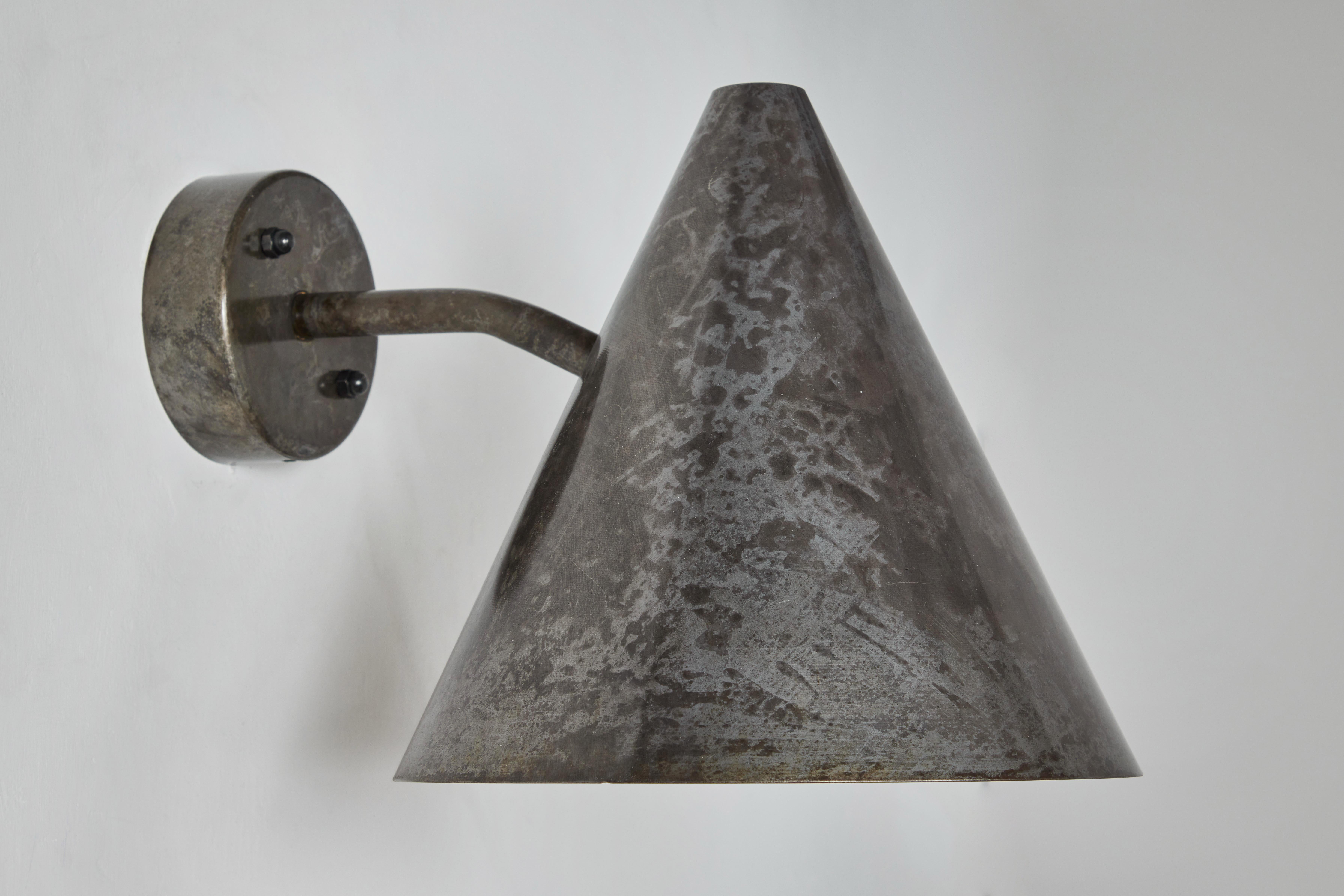 Swedish Pair of Hans-Agne Jakobsson 'Tratten' Outdoor Sconces in Steel For Sale
