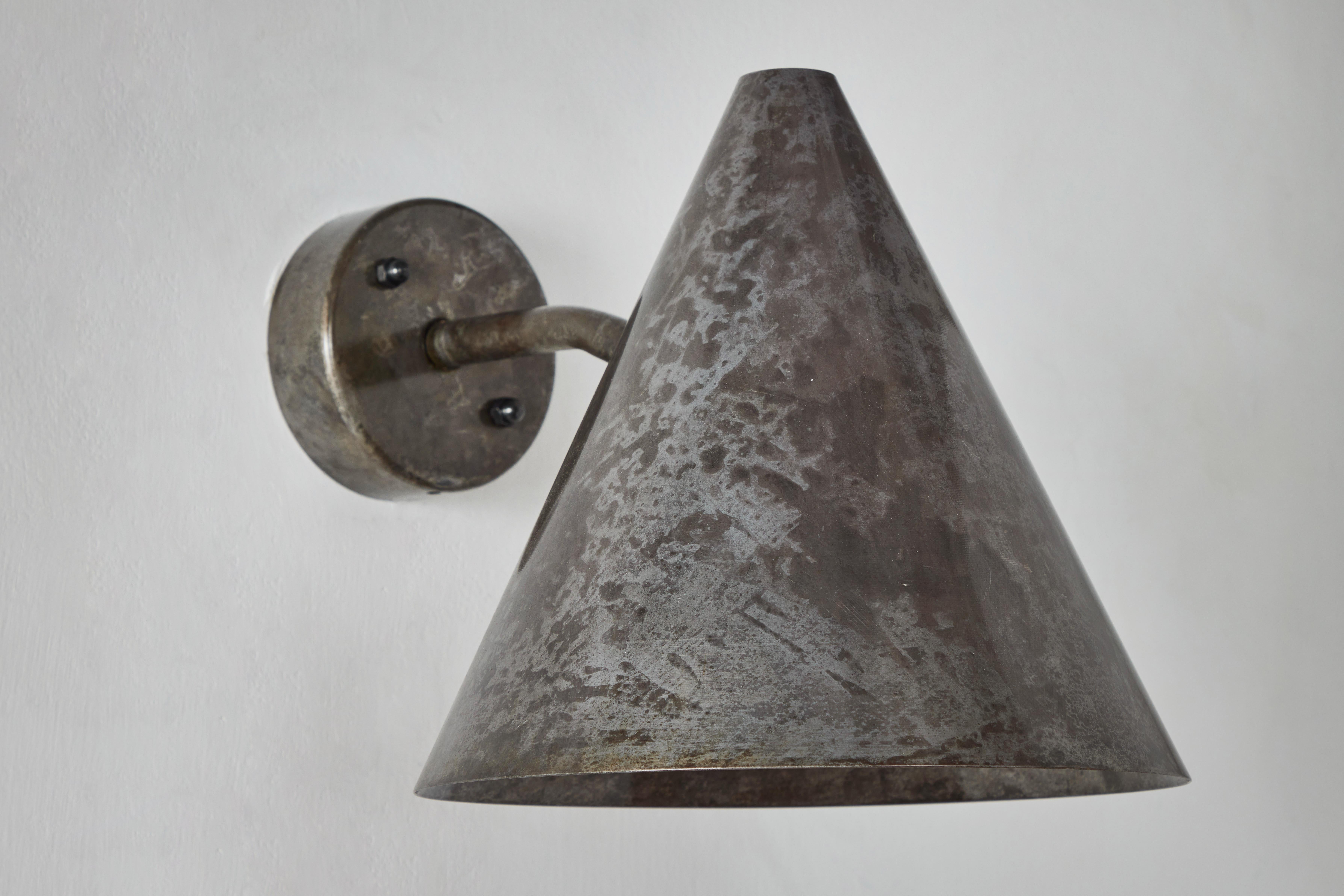 Pair of Hans-Agne Jakobsson 'Tratten' Outdoor Sconces in Steel For Sale 1