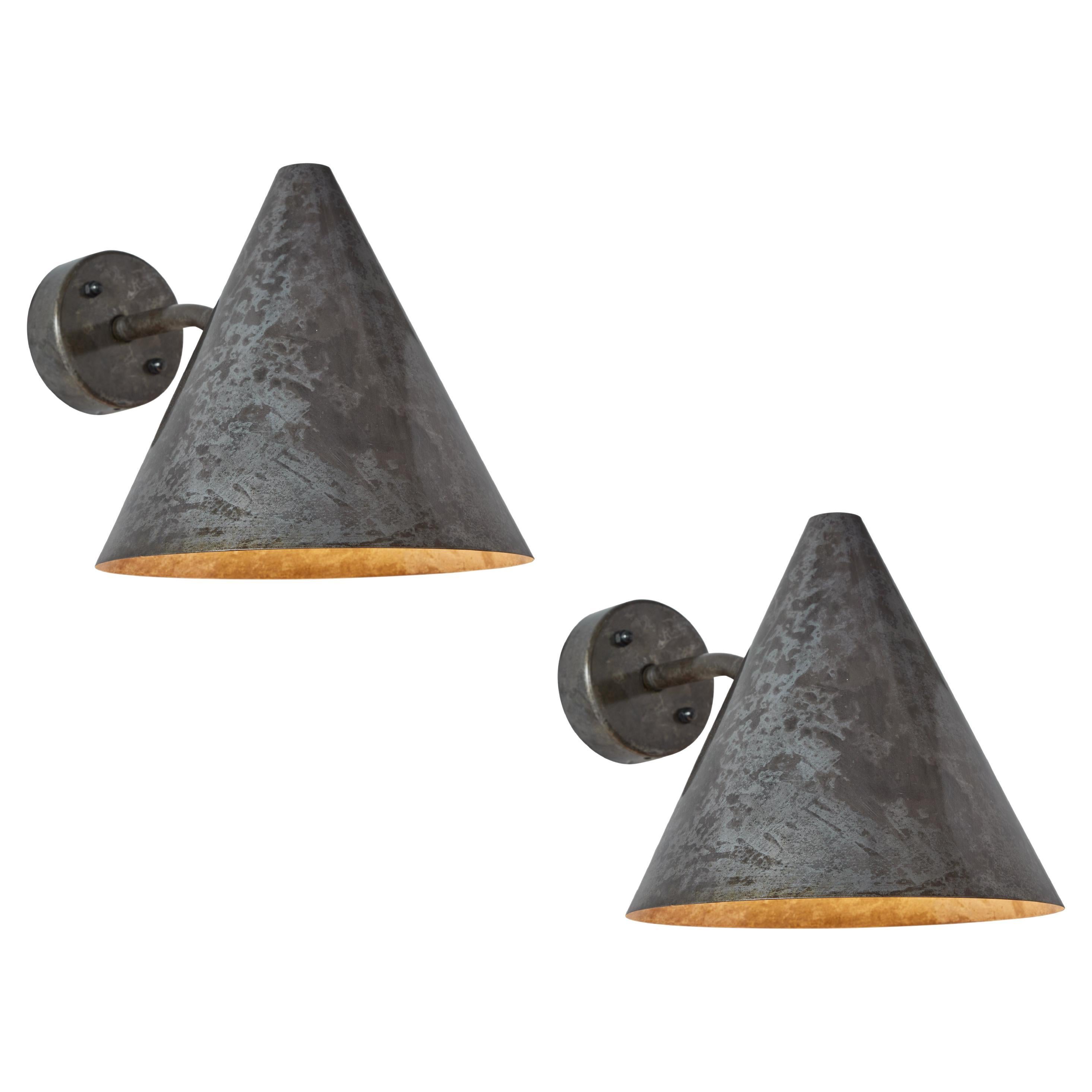 Pair of Hans-Agne Jakobsson 'Tratten' Outdoor Sconces in Steel For Sale