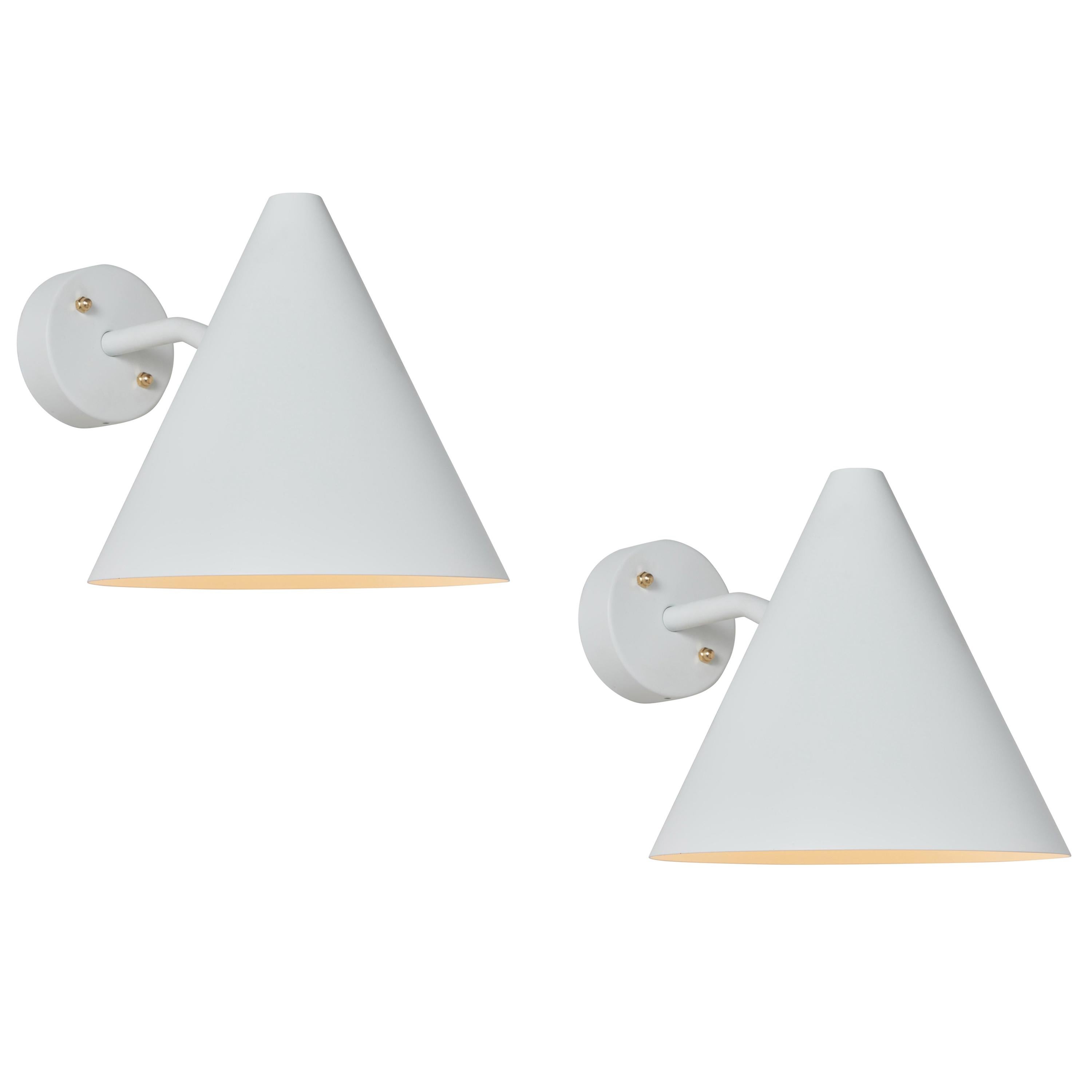 Pair of Hans-Agne Jakobsson 'Tratten' Outdoor Sconces in White For Sale