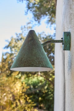 Pair of Hans-Agne Jakobsson 'Tratten' Verdigris Patinated Outdoor Sconces