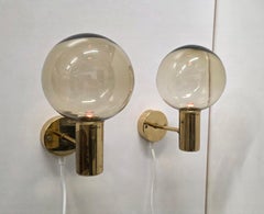 Pair of Hans Agne Jakobsson V149 Glass & Brass Wall Lamp for Markaryd 1960s