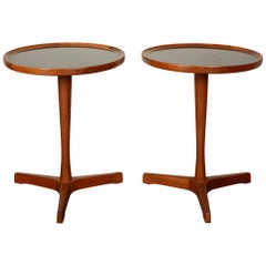 Pair of Hans Andersen Teak Side Tables with Black Laminate Inlay