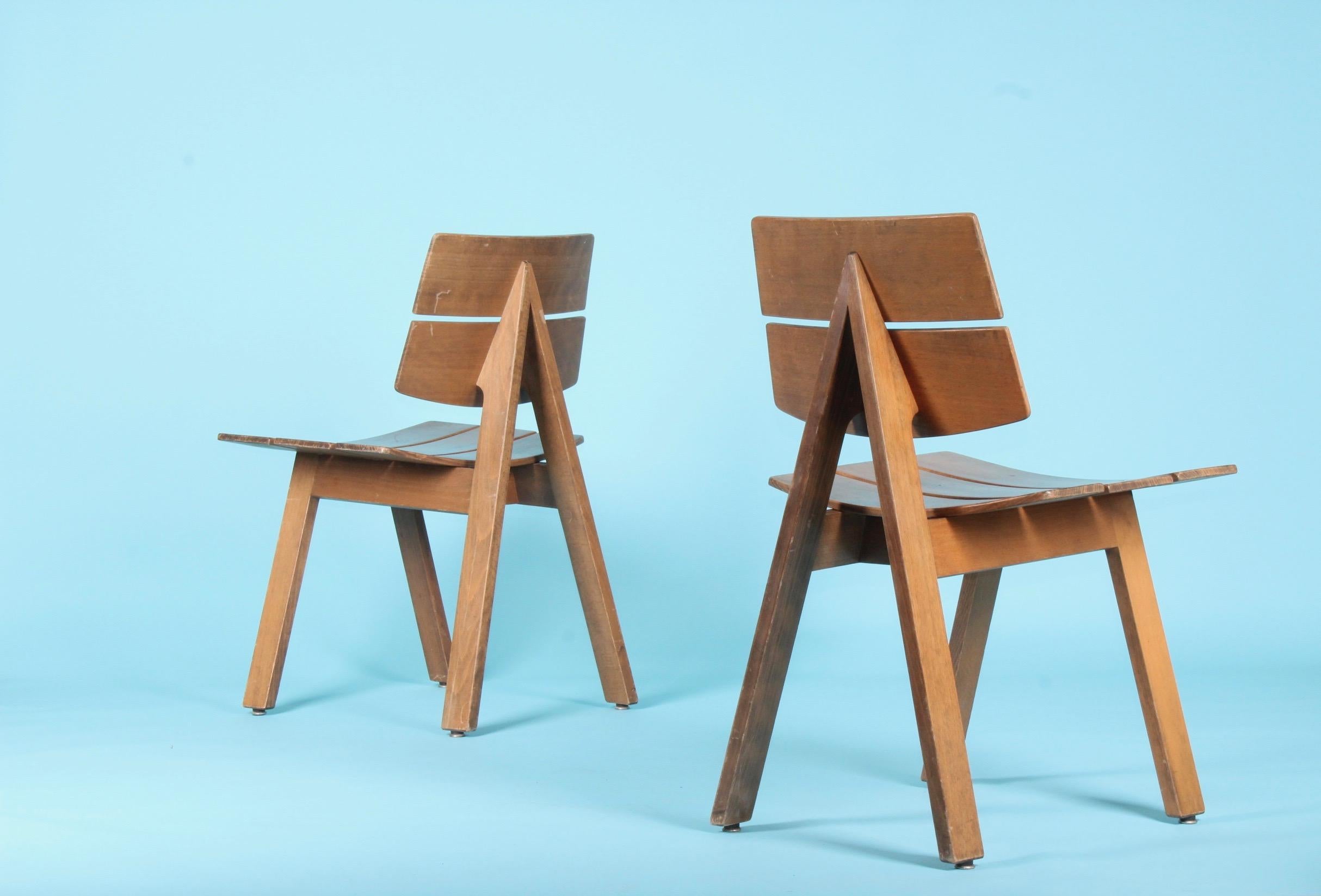 Wood Pair of Hans Anliker Chairs