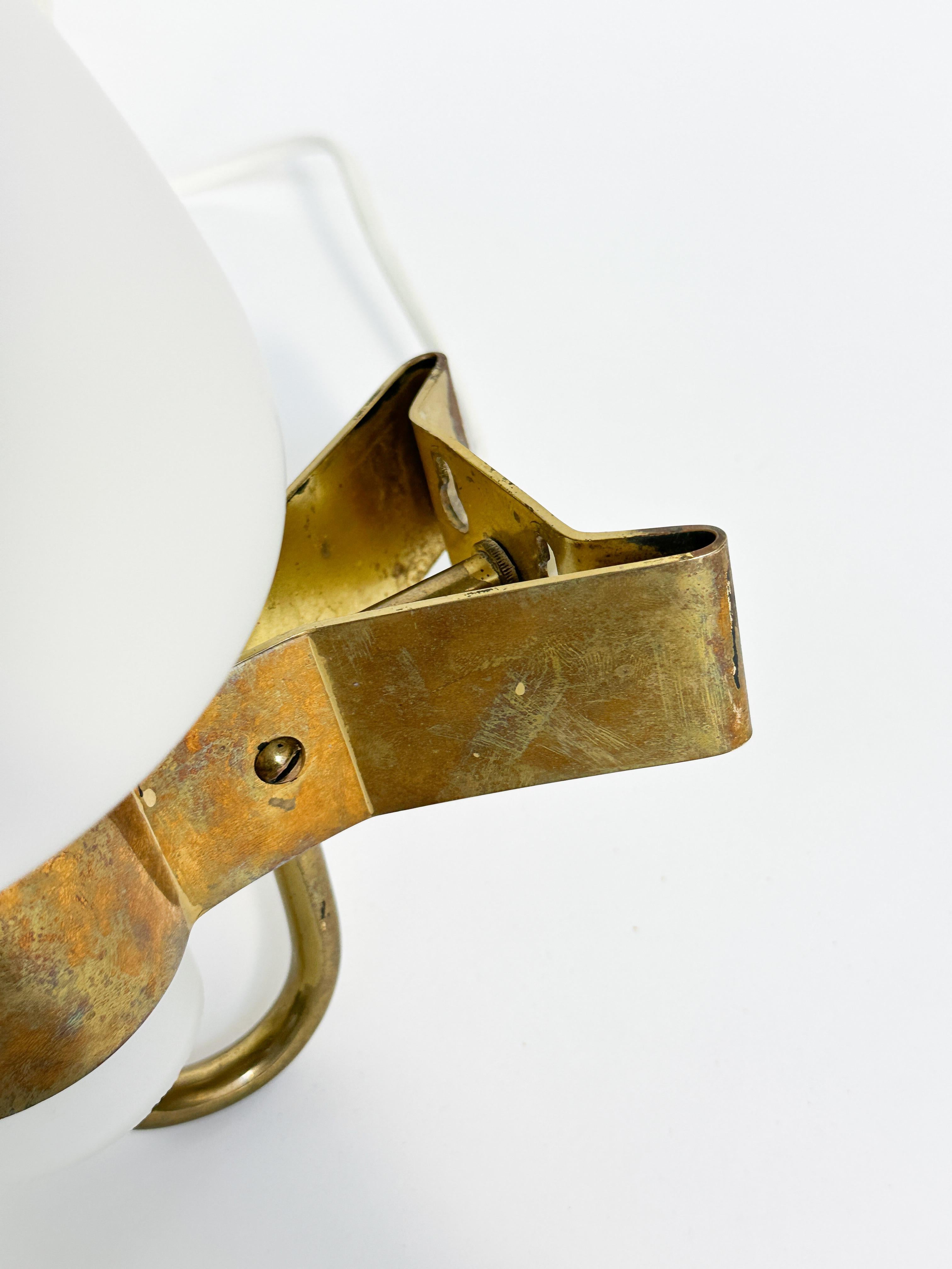 Pair of Hans Bergström Sconces Wall Lamps Brass Opaline Glass Atelje Lyktan 5