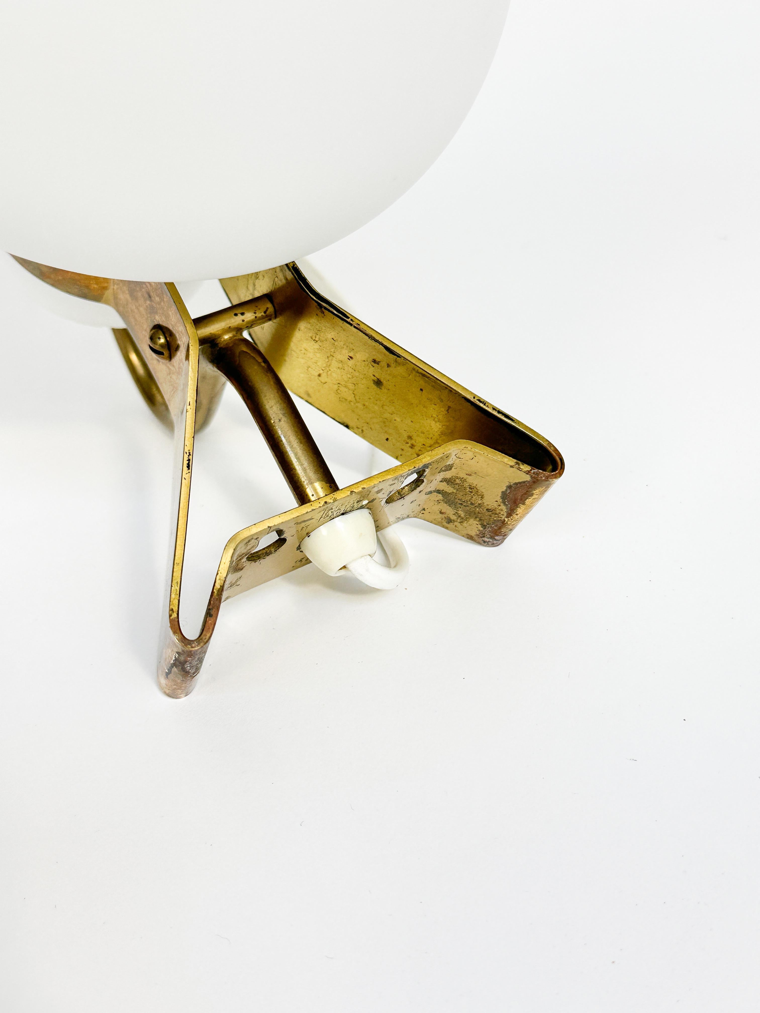 Pair of Hans Bergström Sconces Wall Lamps Brass Opaline Glass Atelje Lyktan 7