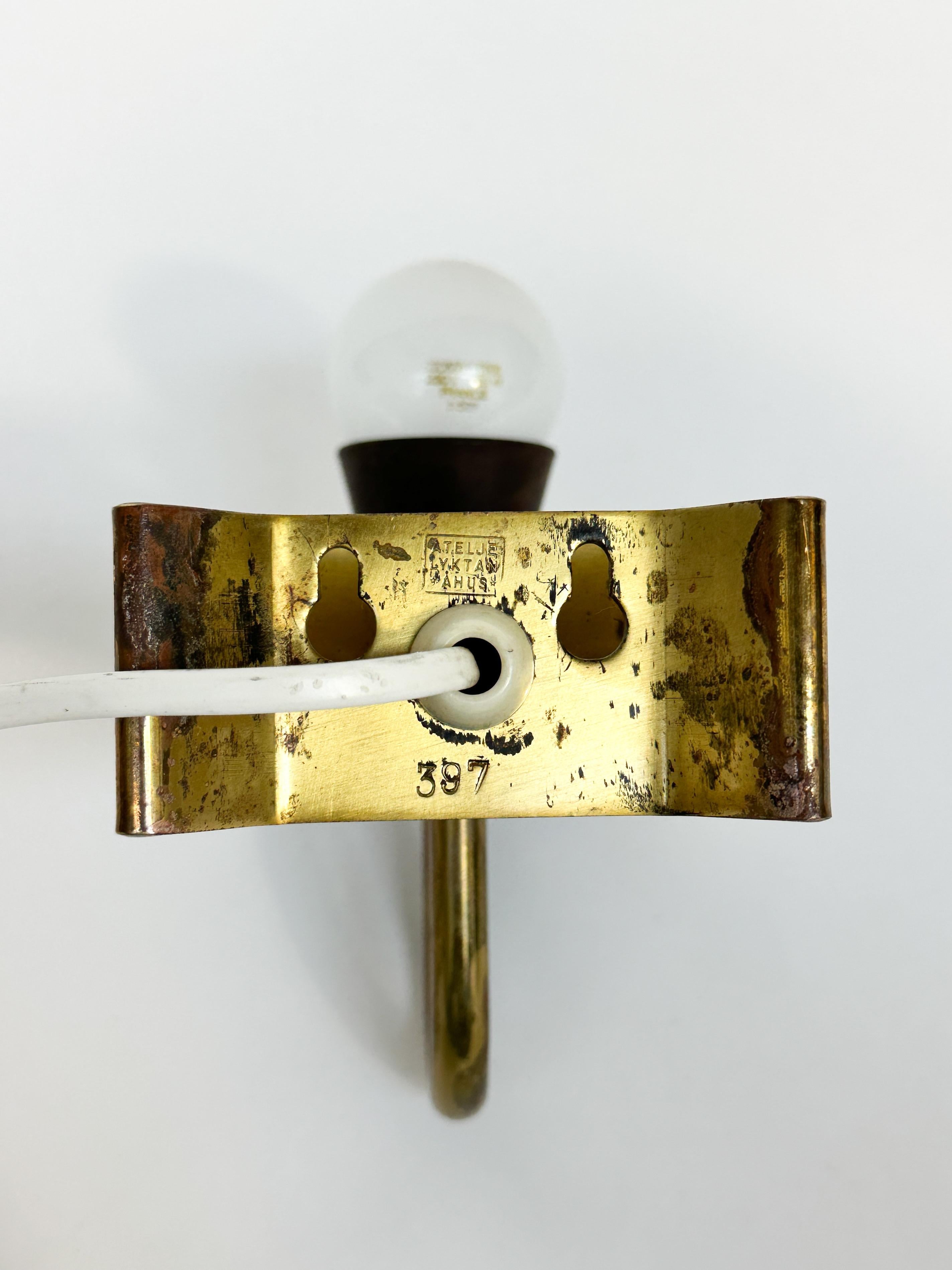 Pair of Hans Bergström Sconces Wall Lamps Brass Opaline Glass Atelje Lyktan 9