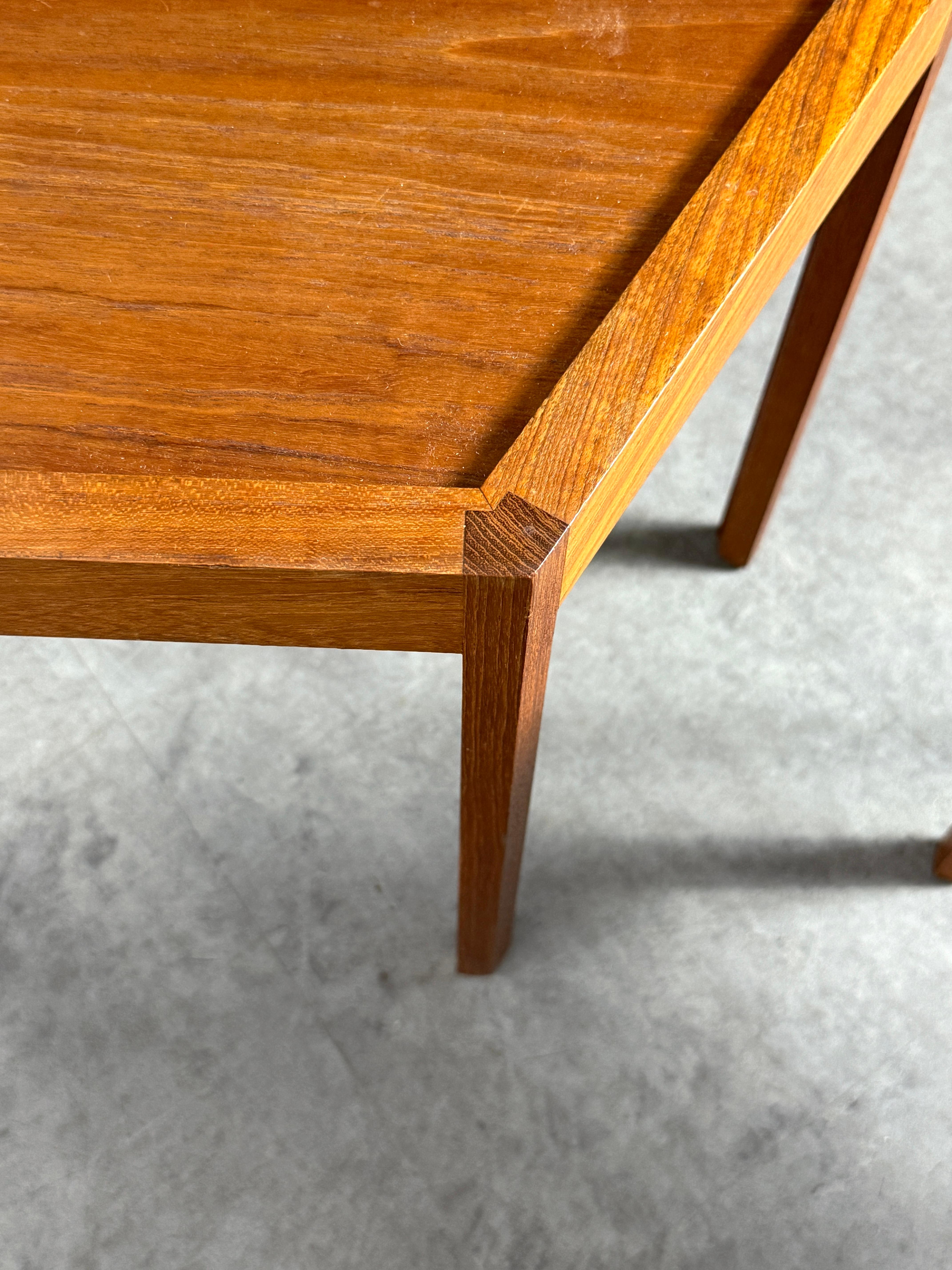 Pair of Hans C Andersen Teak Hexagonal Stacking Side or End Tables Denmark 1960s In Good Condition For Sale In Troy, MI