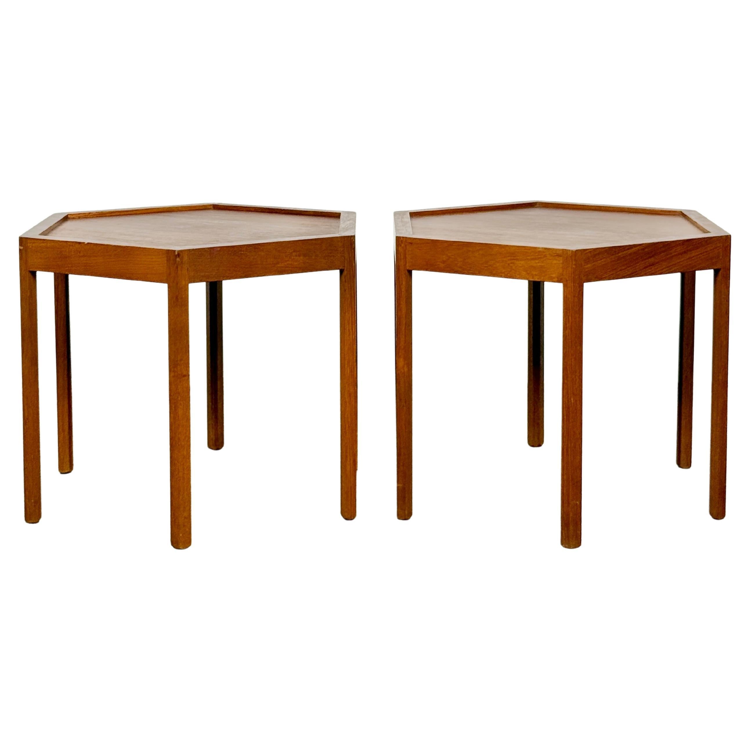 Pair of Hans C Andersen Teak Hexagonal Stacking Side or End Tables Denmark 1960s For Sale