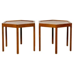 Pair of Hans C Andersen Teak Hexagonal Stacking Side or End Tables Denmark 1960s