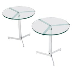 Pair of Hans Eichenberger "Alpha" Side Tables in Chrome and Glass, circa 1970s